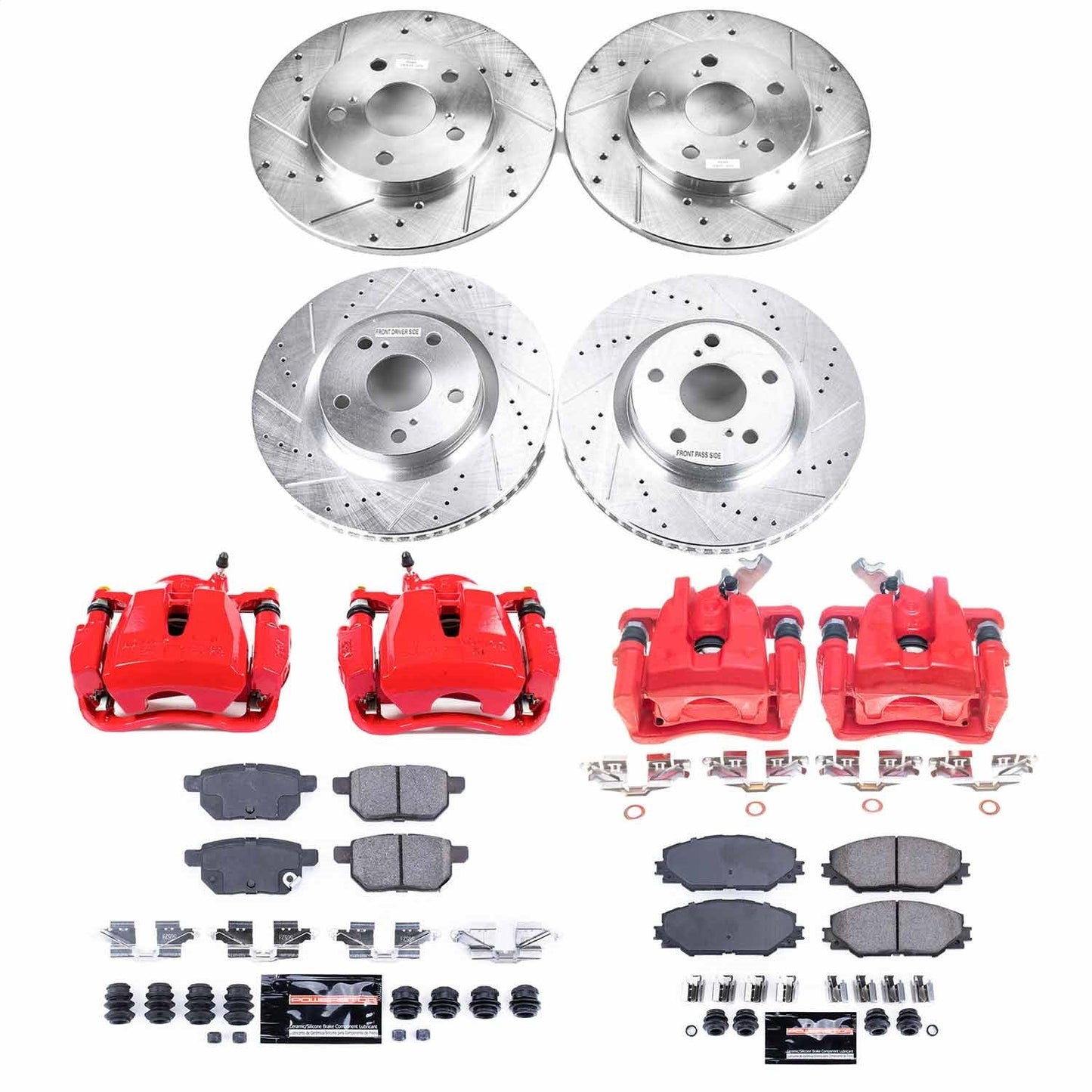 PowerStop Front & Rear Z23 Evolution Sport Brake Kit w/ Calipers | Pontiac Vibe (2009–2010) (KC4142)