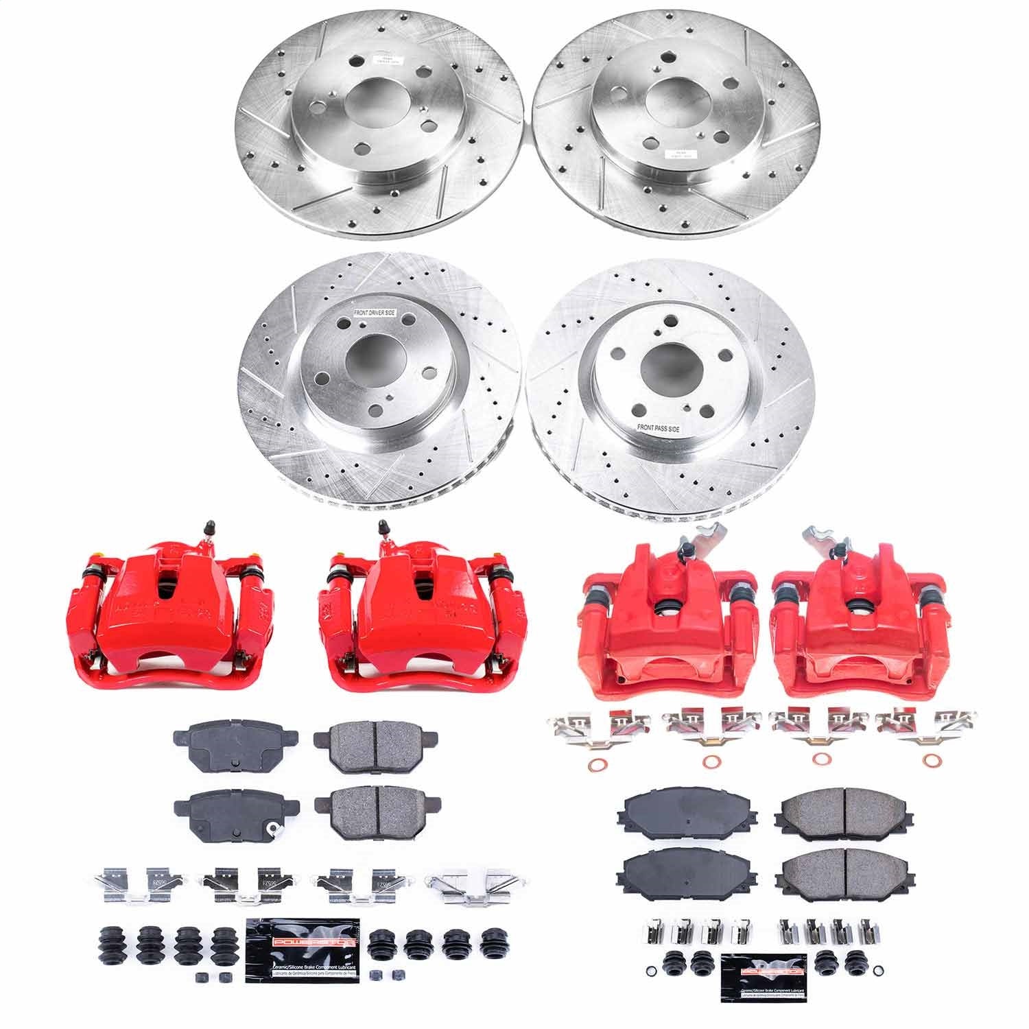 PowerStop Front & Rear Z23 Evolution Sport Brake Kit w/ Calipers | Pontiac Vibe (2009–2010) (KC4142)