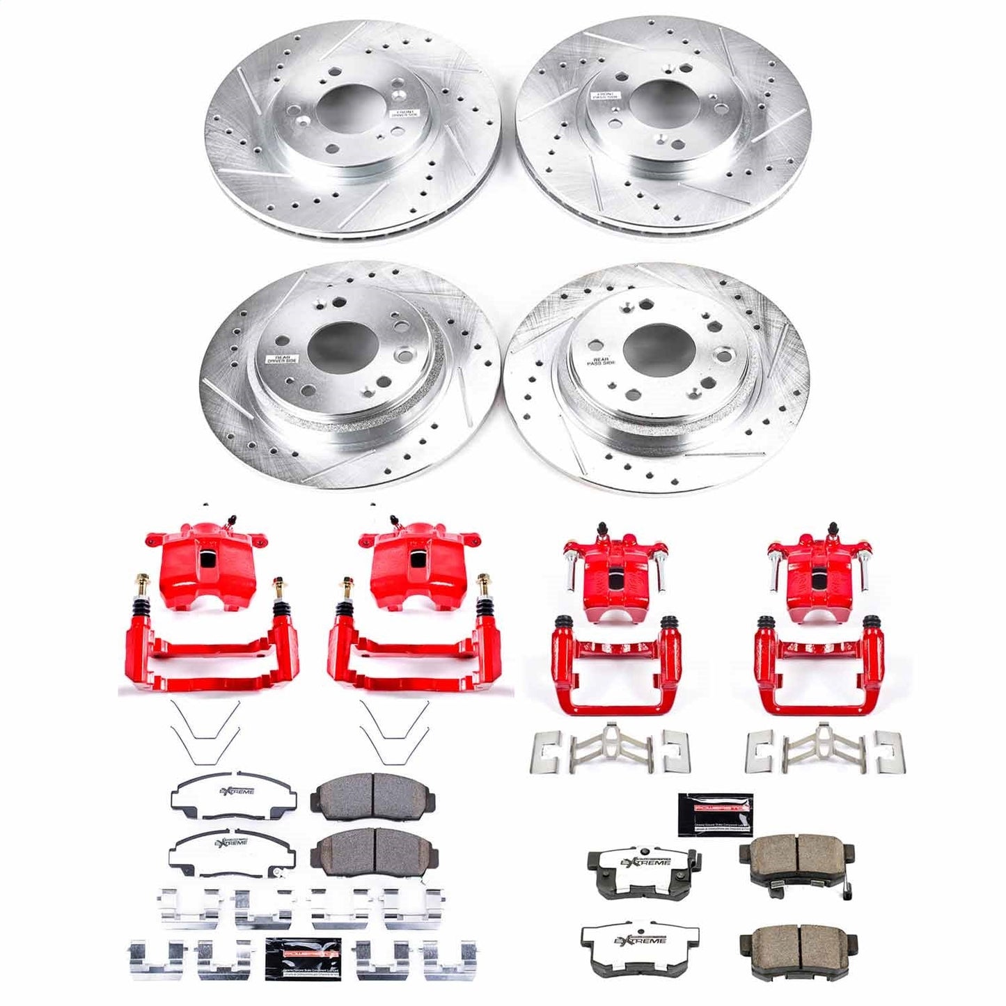 PowerStop Front & Rear Z26 Street Warrior Brake Kit w/ Calipers | Acura RL (2002–2004) (KC4271-26)