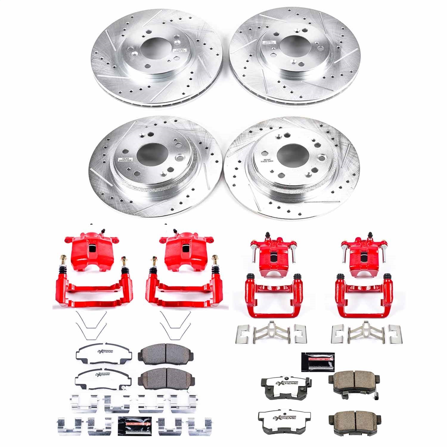 PowerStop Front & Rear Z26 Street Warrior Brake Kit w/ Calipers | Acura RL (2002–2004) (KC4271-26)