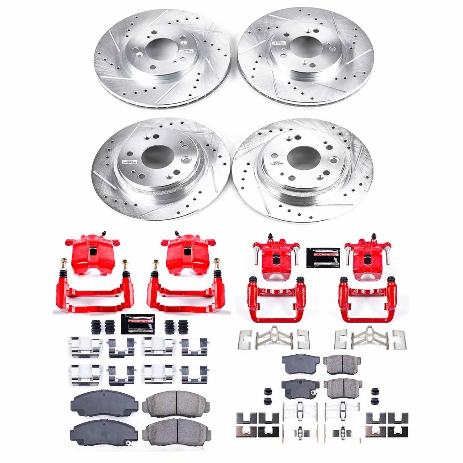 PowerStop Front & Rear Z23 Evolution Sport Brake Kit w/ Calipers | Acura RL (2002–2004) (KC4271)
