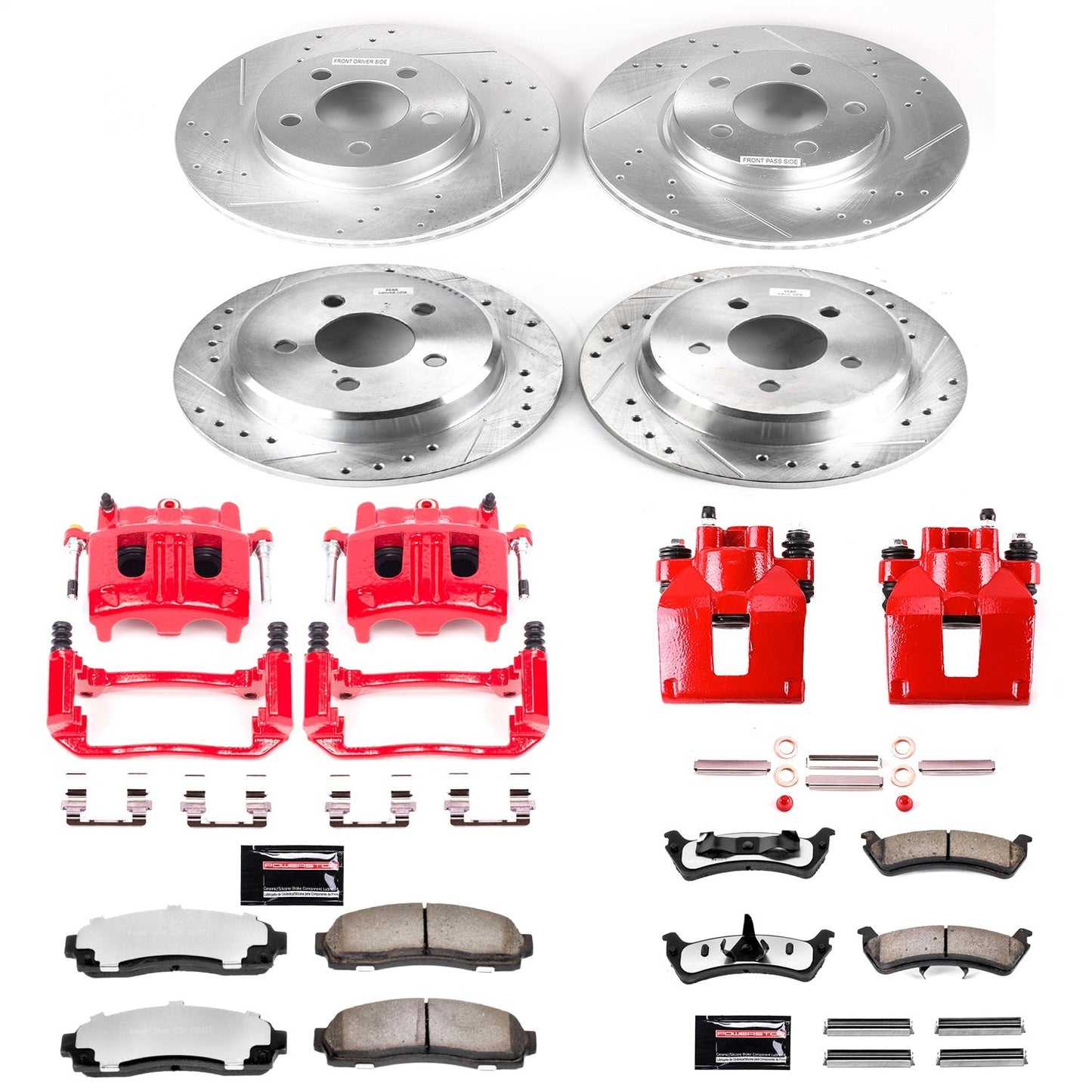 PowerStop Front & Rear Z36 Truck & Tow Brake Kit w/ Calipers | Ford Explorer Sport (2001–2002) (KC4357-36)