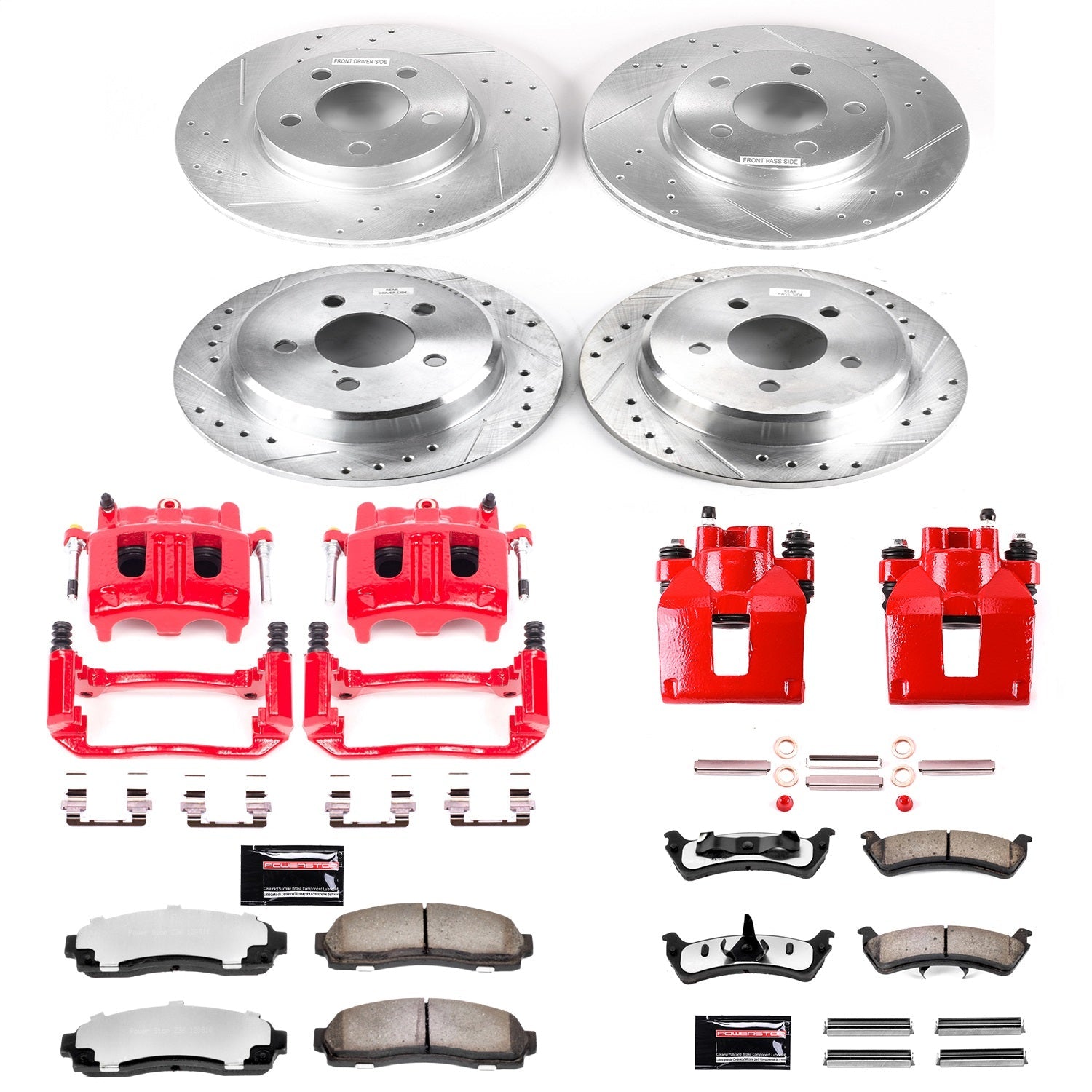 PowerStop Front & Rear Z36 Truck & Tow Brake Kit w/ Calipers | Ford Explorer Sport (2001–2002) (KC4357-36)