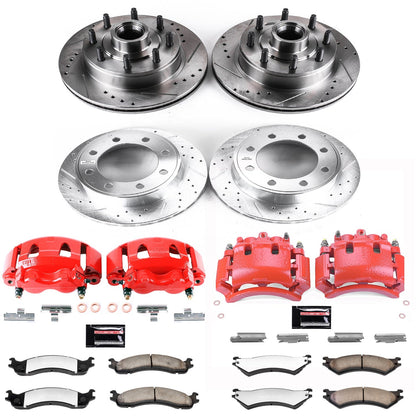 PowerStop Front & Rear Z36 Truck & Tow Kit w/ Calipers | Ford E-1500 (2007) (KC4434-36)