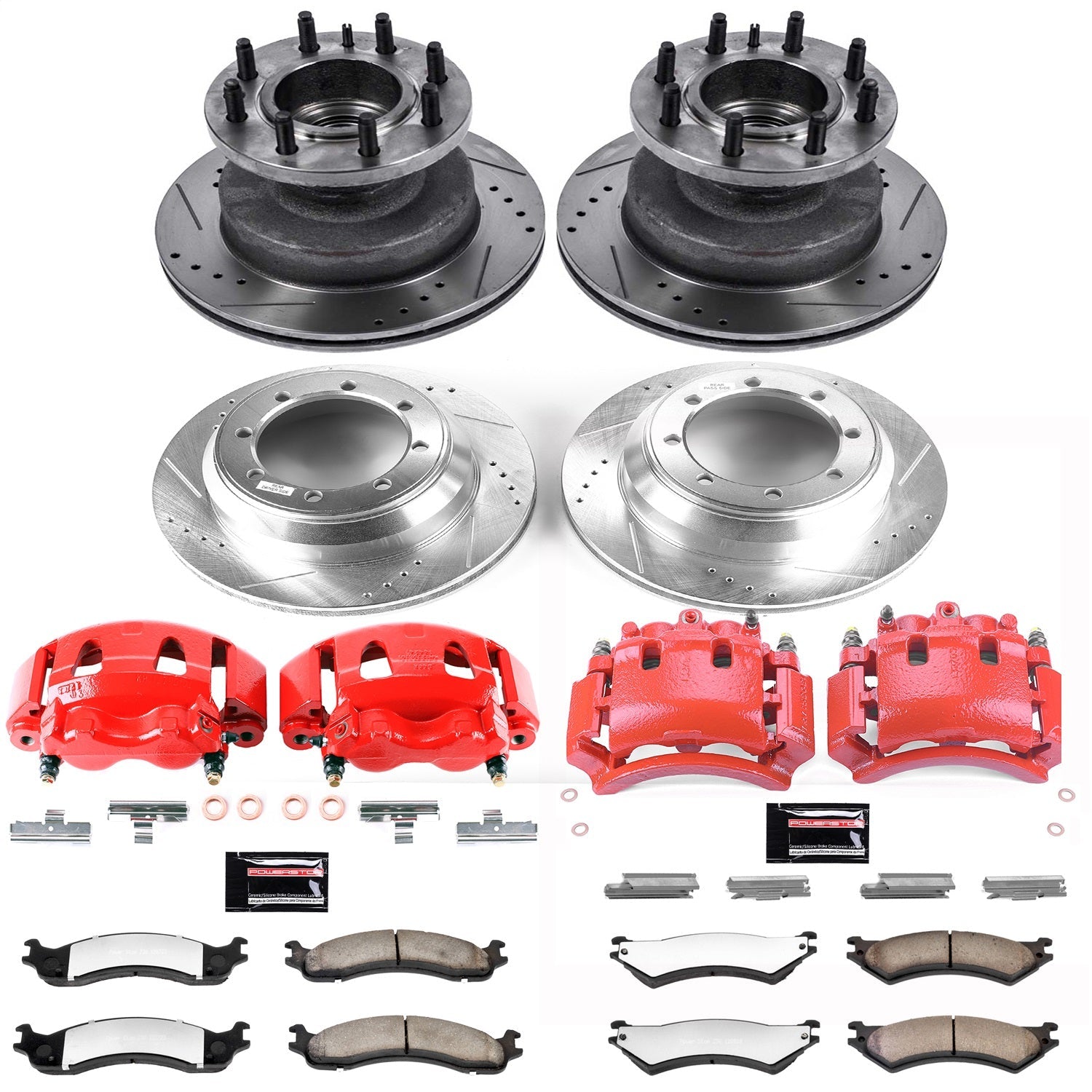 PowerStop Front & Rear Z36 Truck & Tow Kit w/ Calipers | Ford E-350 Club Wagon (2003–2005) (KC4435-36)