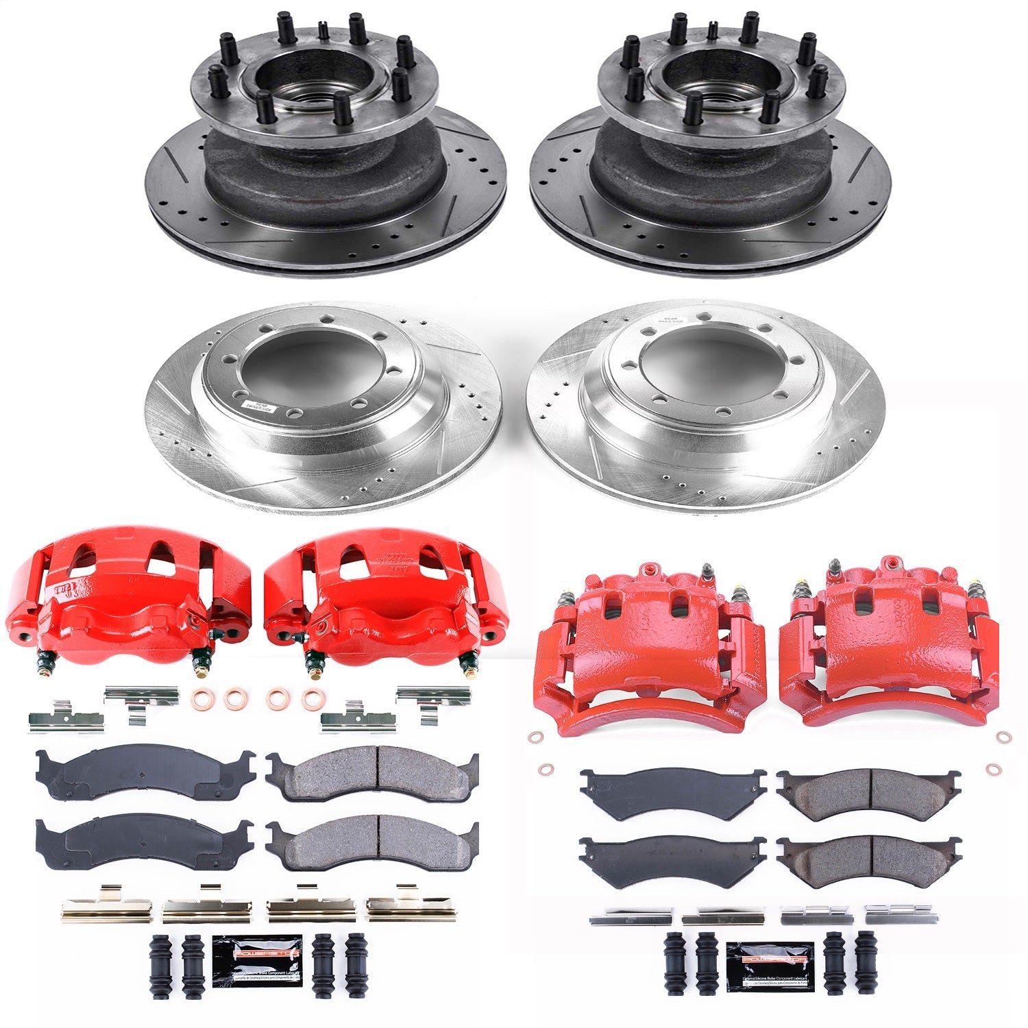PowerStop Front & Rear Z23 Evolution Kit w/ Calipers | Ford E-350 Club Wagon (2003–2005) (KC4435)