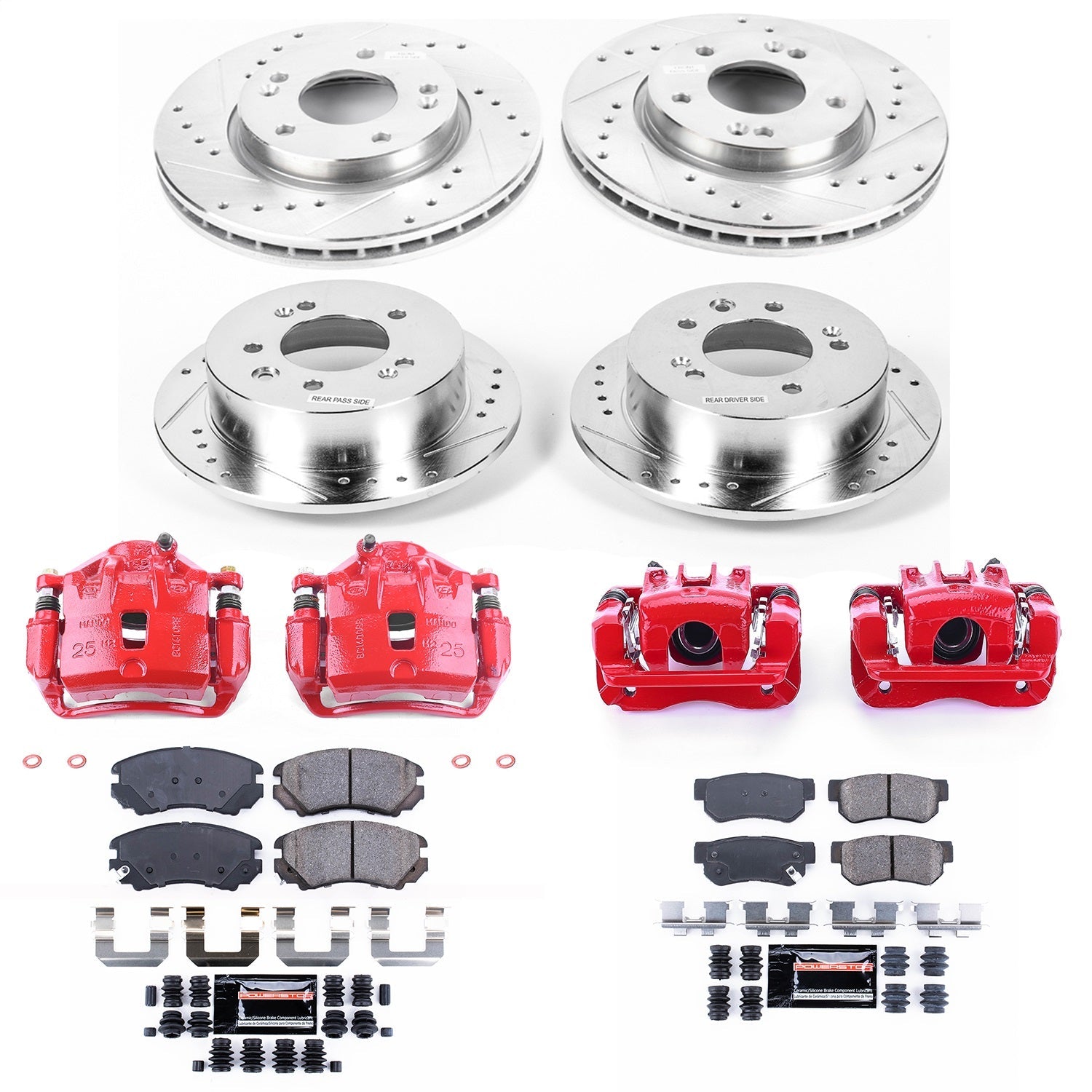PowerStop Front & Rear Z23 Evolution Sport Brake Kit w/ Calipers | Hyundai Elantra (2007–2010) (KC4442)