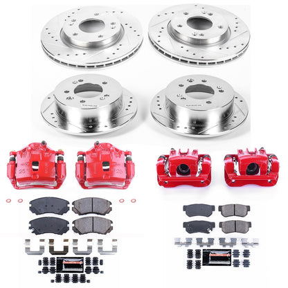 PowerStop Front & Rear Z23 Evolution Sport Brake Kit w/ Calipers | Hyundai Elantra (2007–2010) (KC4442)