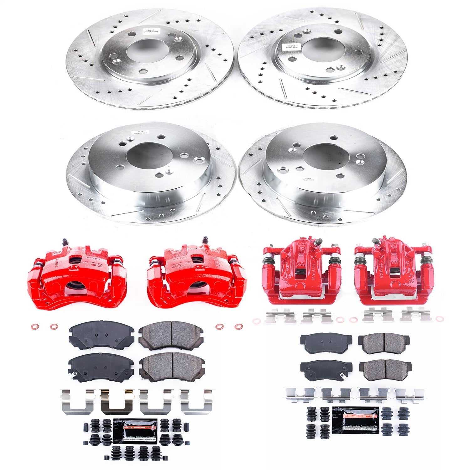 PowerStop Front & Rear Z23 Evolution Sport Brake Kit w/ Calipers | Hyundai Tucson (2005–2009) (KC4448)