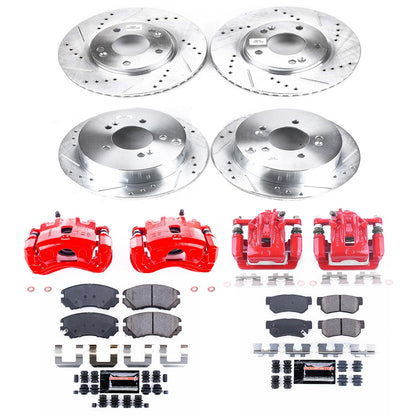 PowerStop Front & Rear Z23 Evolution Sport Brake Kit w/ Calipers | Hyundai Tucson (2005–2009) (KC4448)