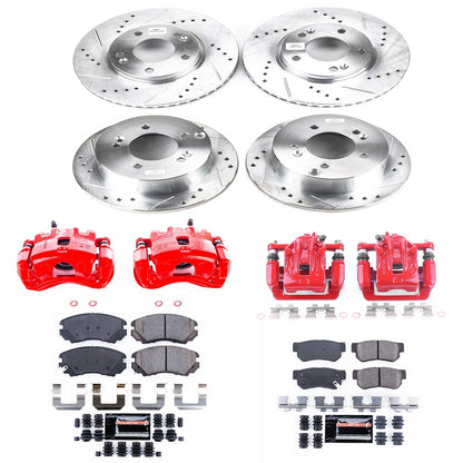 PowerStop Front & Rear Z23 Evolution Sport Brake Kit w/ Calipers | Hyundai Tucson (2005–2009) (KC4449A)