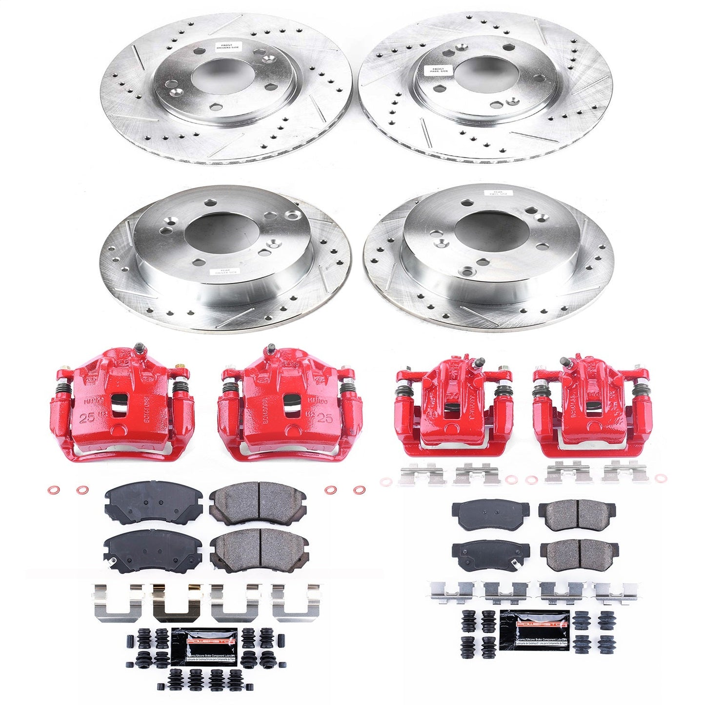 PowerStop Front & Rear Z23 Evolution Sport Brake Kit w/ Calipers | Hyundai Sonata (2006–2008) (KC4449B)