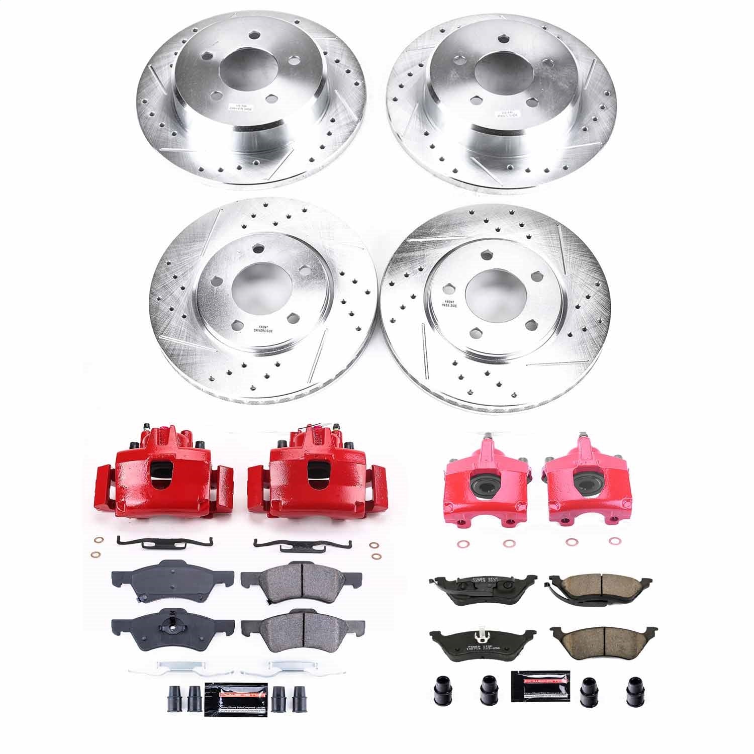 PowerStop Front & Rear Z23 Evolution Sport Brake Kit w/ Calipers | Chrysler Town & Country (2001–2007) (KC4458)