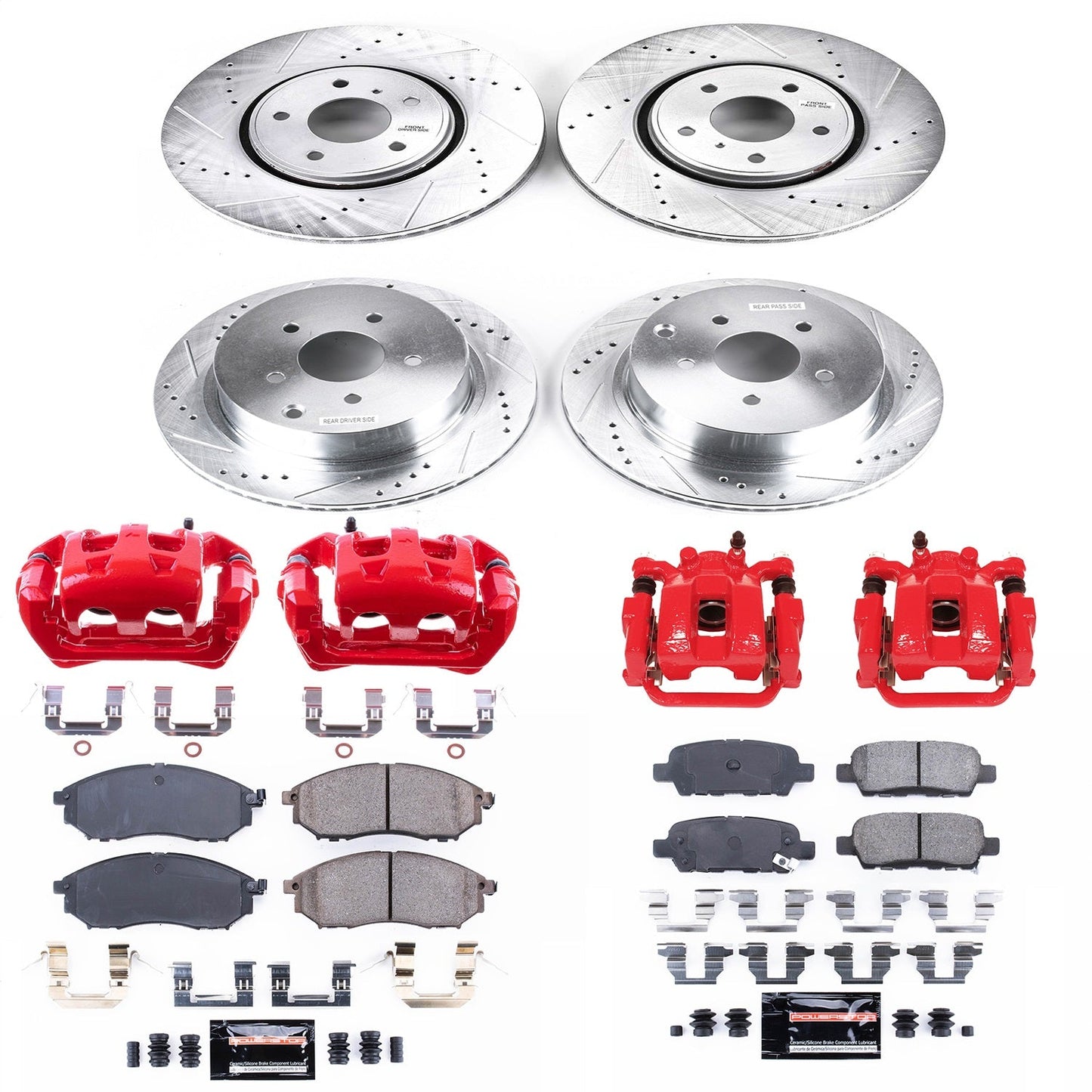 PowerStop Front and Rear Z23 Evolution Kit w/ Calipers | Infiniti FX45 (2005–2008) (KC4477)