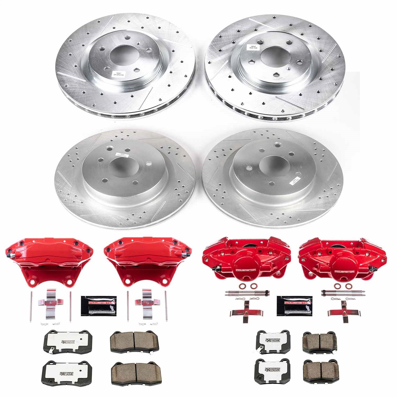 PowerStop Front & Rear Z26 Street Warrior Brake Kit w/ Calipers | Infiniti G35 (2003–2004) (KC4488A-26)