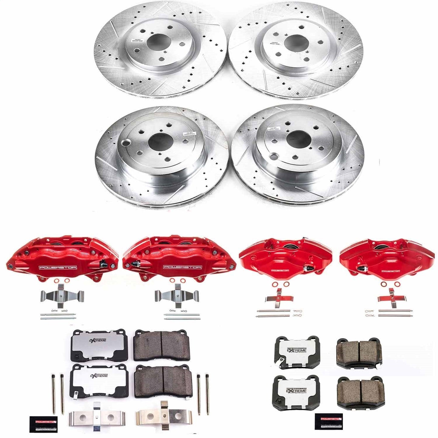 PowerStop Front & Rear Z26 Street Warrior Brake Kit w/ Calipers | Subaru Impreza (2008–2014) (KC4490-26)