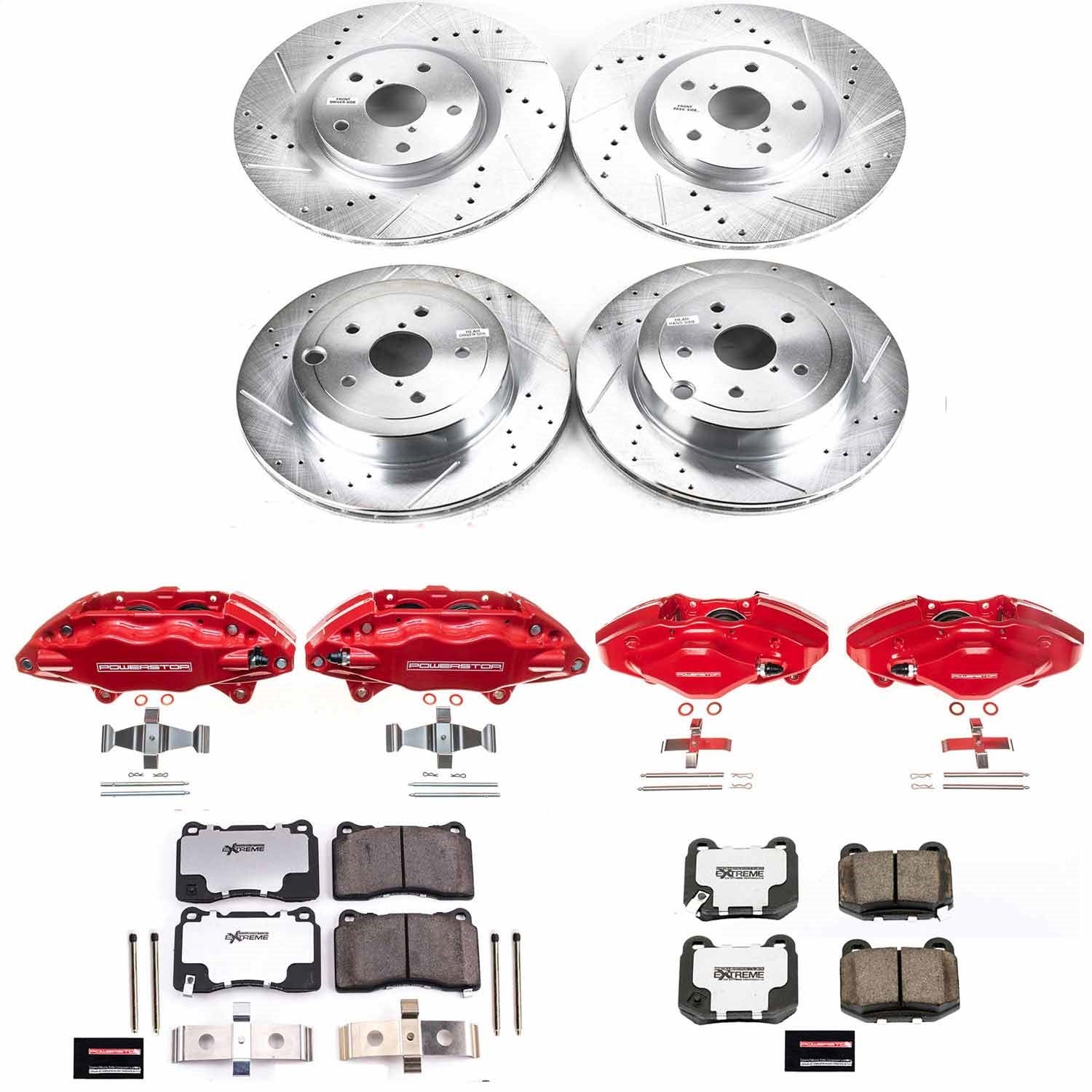 PowerStop Front & Rear Z26 Street Warrior Brake Kit w/ Calipers | Subaru Impreza (2008–2014) (KC4490-26)
