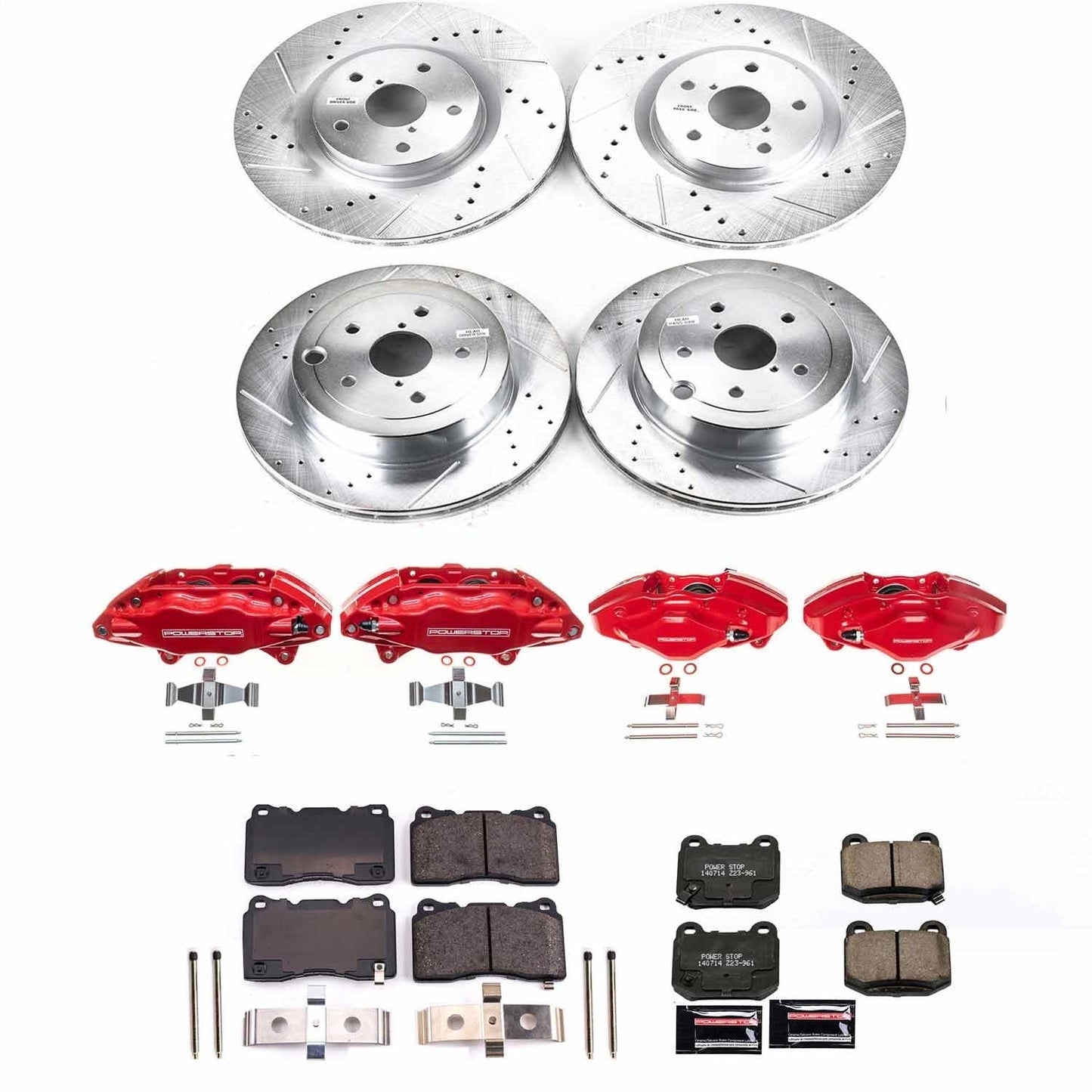 PowerStop Front & Rear Z23 Evolution Sport Brake Kit w/ Calipers | Subaru Impreza (2008–2014) (KC4490)