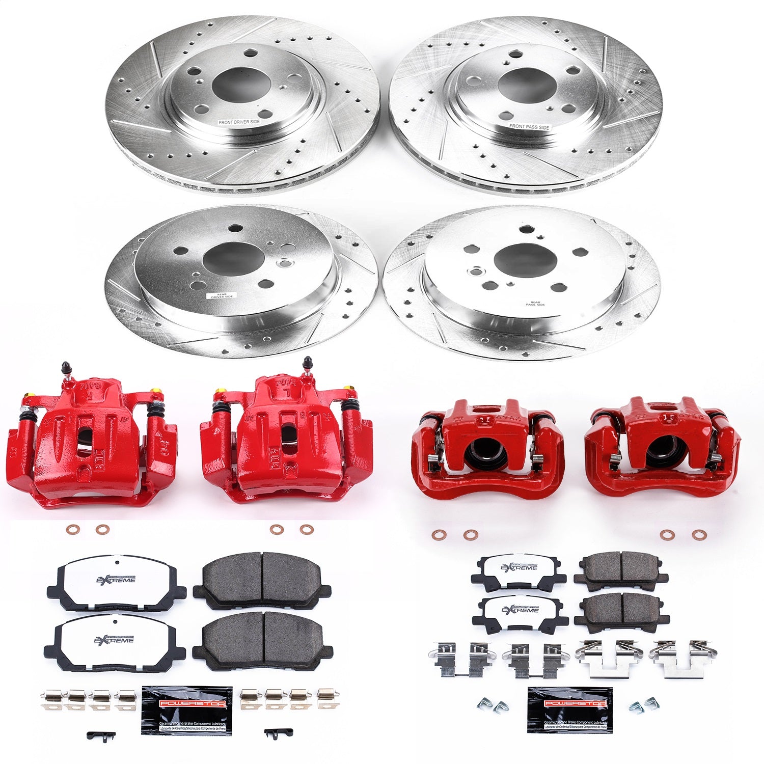 PowerStop Front & Rear Z23 Evolution Sport Brake Kit w/ Calipers | Toyota Highlander (2004–2007) (KC4531)
