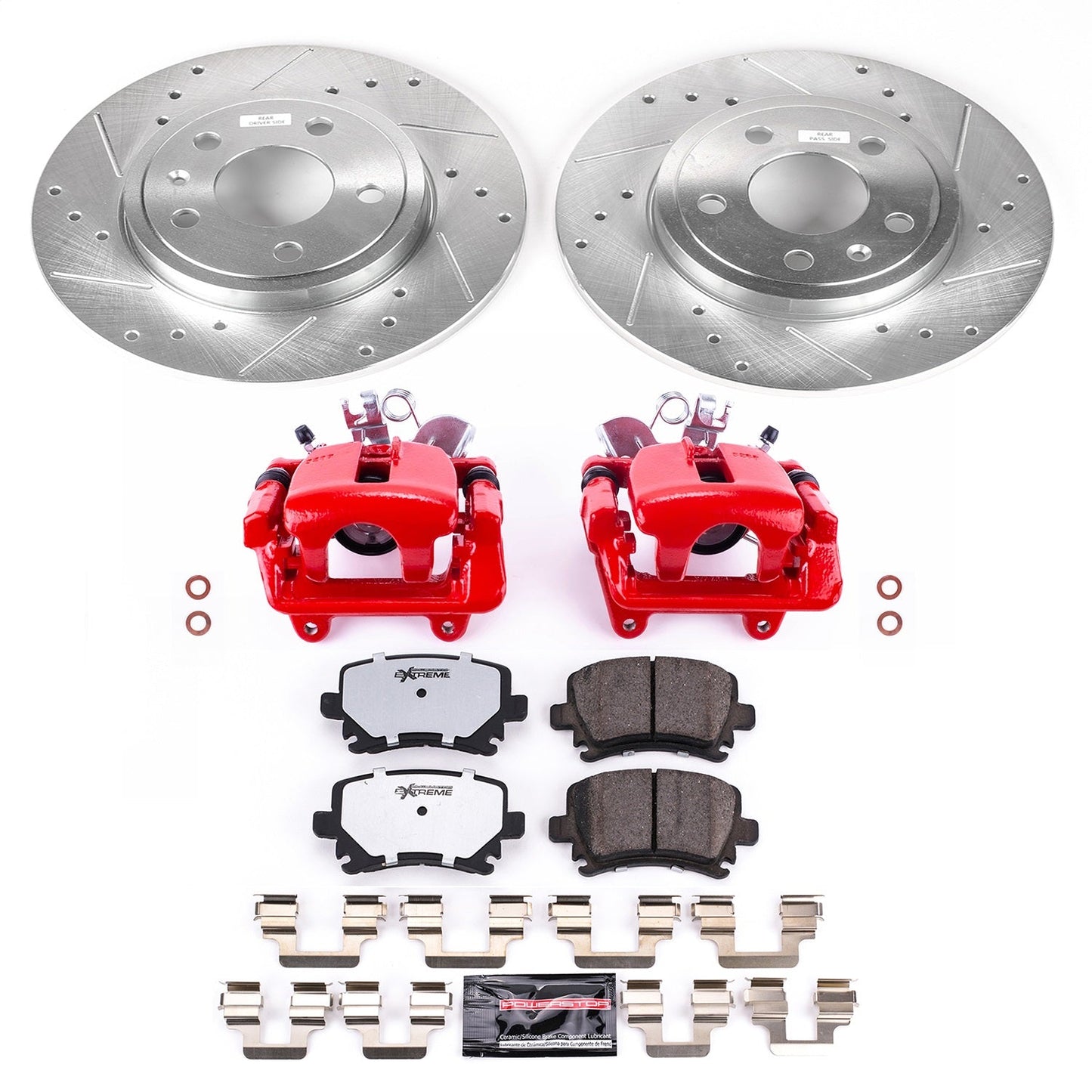 PowerStop Rear Z26 Street Warrior Brake Kit w/ Calipers | Audi A4 (2005–2009) (KC4624-26)