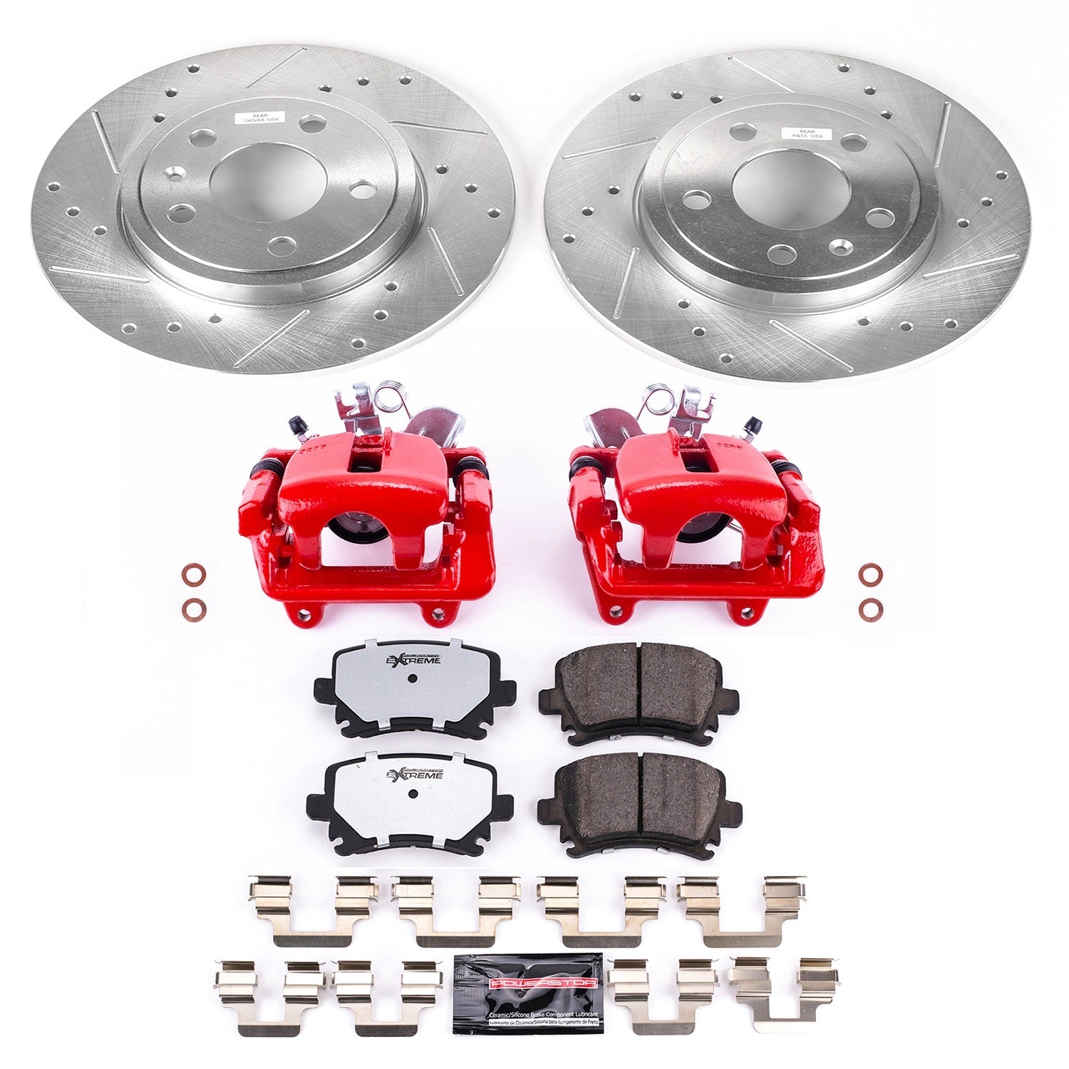 PowerStop Rear Z26 Street Warrior Brake Kit w/ Calipers | Audi A4 (2005–2009) (KC4624-26)