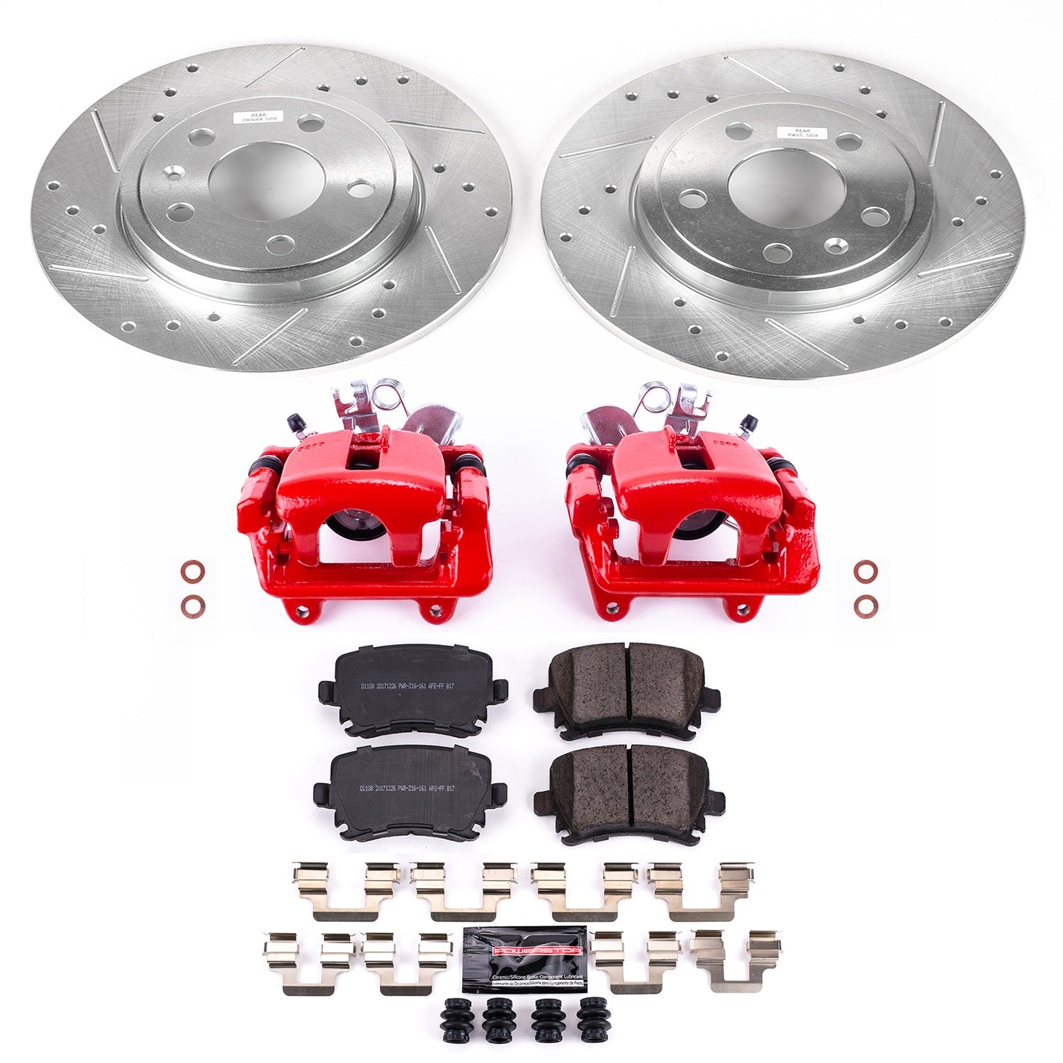 PowerStop Rear Z23 Evolution Sport Brake Kit w/ Calipers | Audi A4 (2005–2009) (KC4624)
