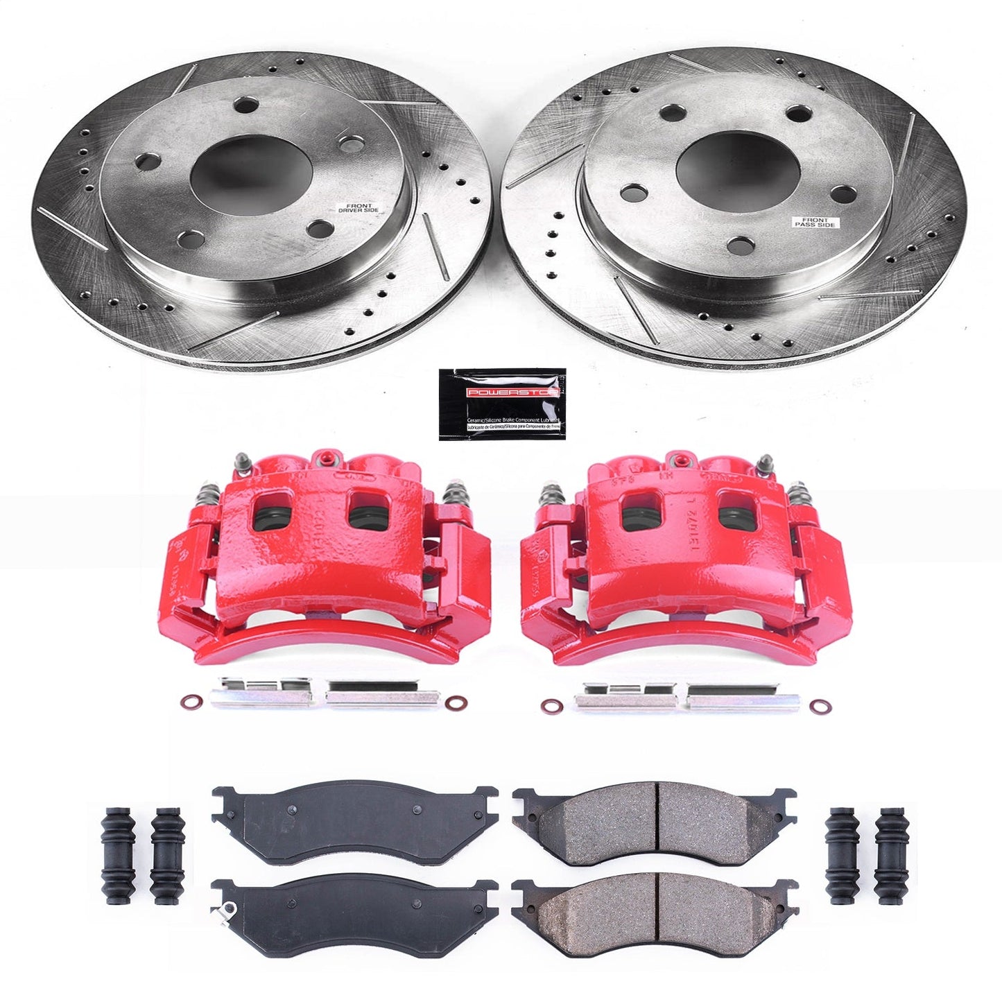 PowerStop Front Z23 Evolution Sport Brake Kit w/ Calipers | Dodge Ram 1500 (2000–2001) (KC5143)