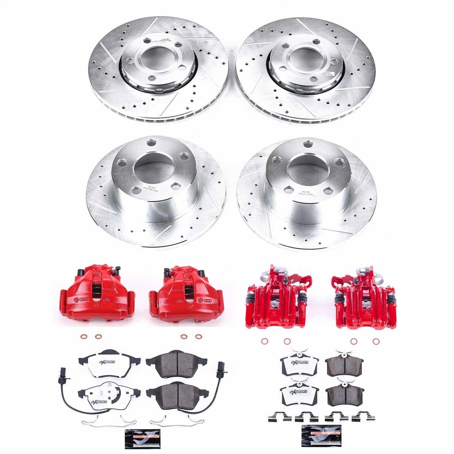 PowerStop Front & Rear Z26 Street Warrior Brake Kit w/ Calipers | Audi A6 (1998–2001) (KC529-26)