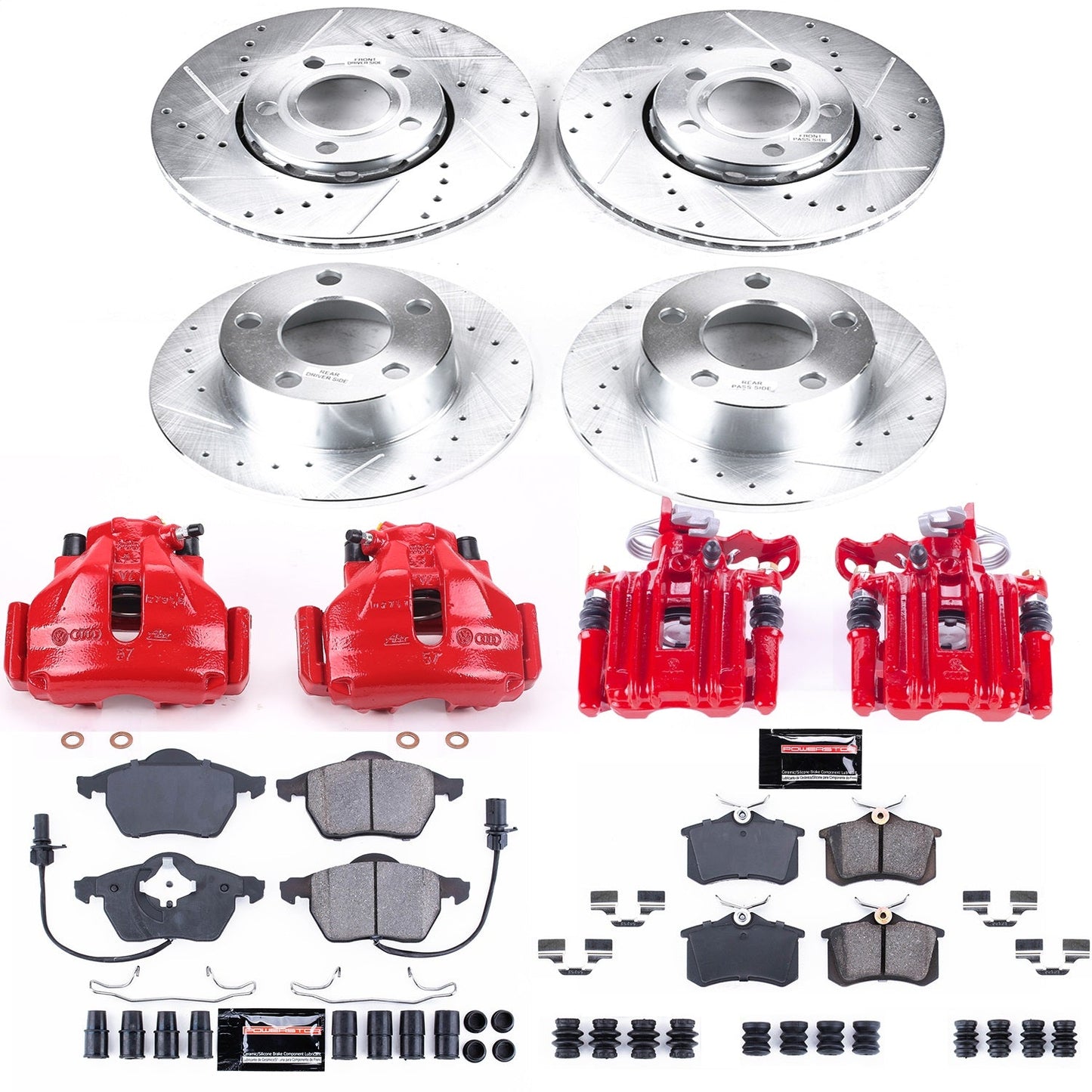 PowerStop Front & Rear Z23 Evolution Sport Brake Kit w/ Calipers | Audi A6 (1998–2001) (KC529)