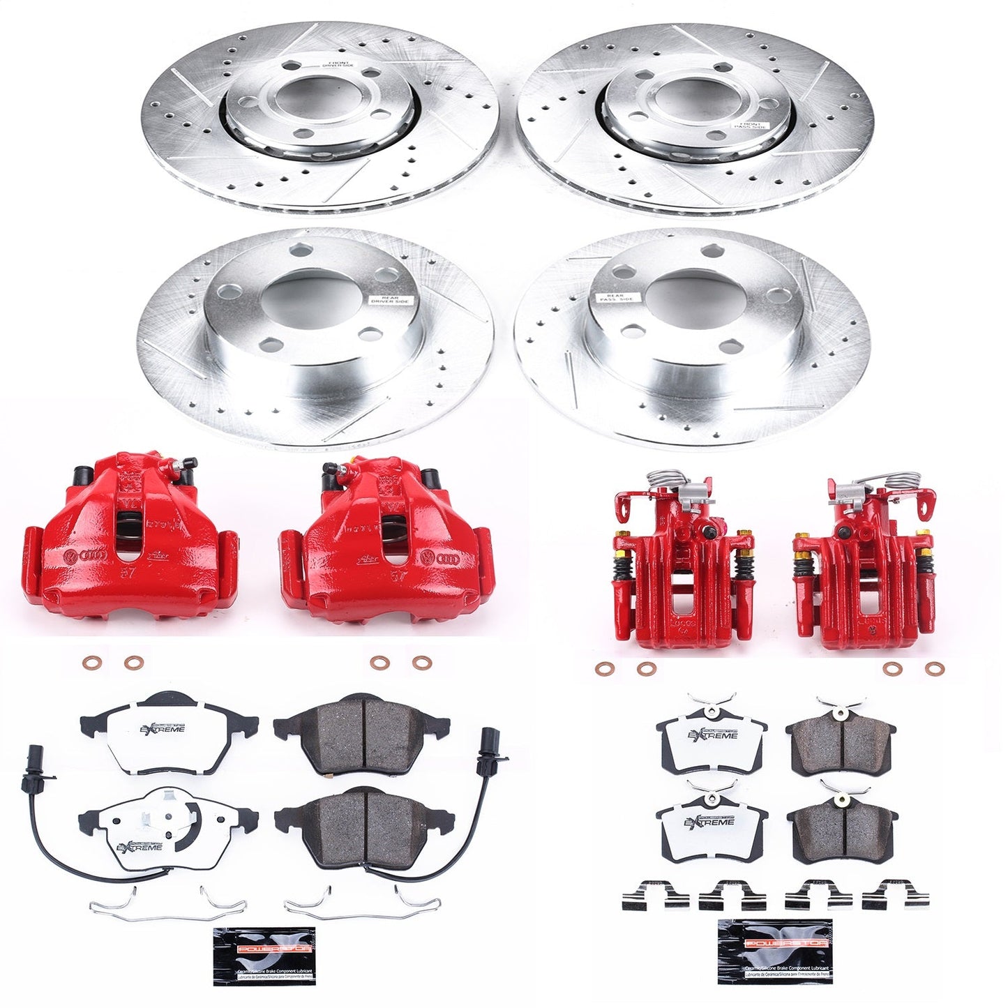 PowerStop Front & Rear Z26 Street Warrior Brake Kit w/ Calipers | Audi A6 Quattro (1998–2001) (KC532-26)