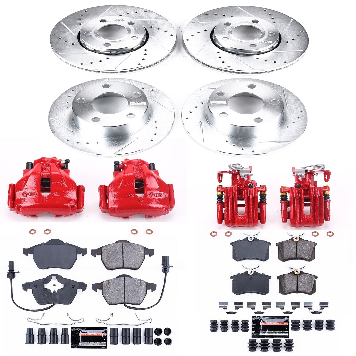 PowerStop Front & Rear Z23 Evolution Sport Brake Kit w/ Calipers | Audi A6 Quattro (1998–2001) (KC532)