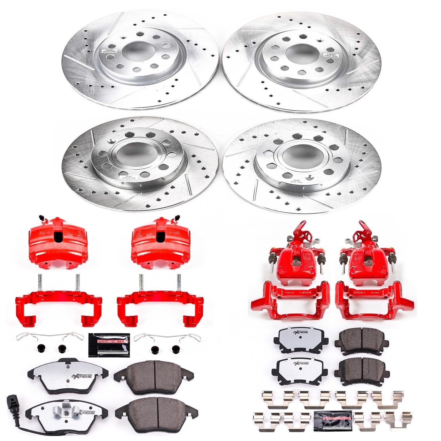 PowerStop Front & Rear Z26 Street Warrior Brake Kit w/ Calipers | Audi A3 (2008) (KC5363-26)