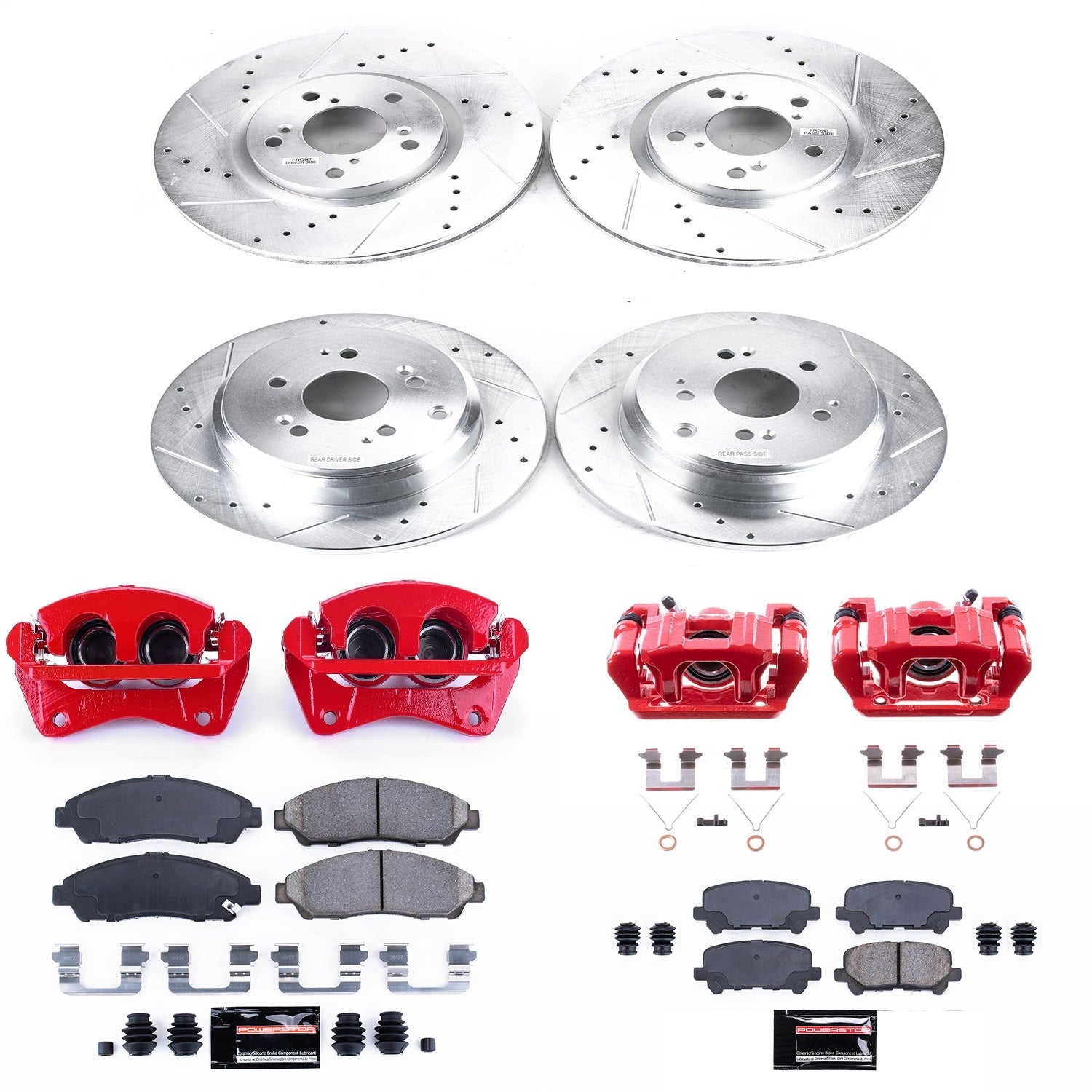 PowerStop Front & Rear Z23 Evolution Sport Brake Kit w/ Calipers | Honda Pilot (2009–2011) (KC5369A)