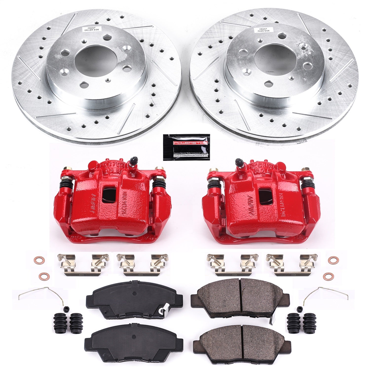 PowerStop Front Z23 Evolution Sport Brake Kit w/ Calipers | Honda Fit (2009–2014) (KC5382)