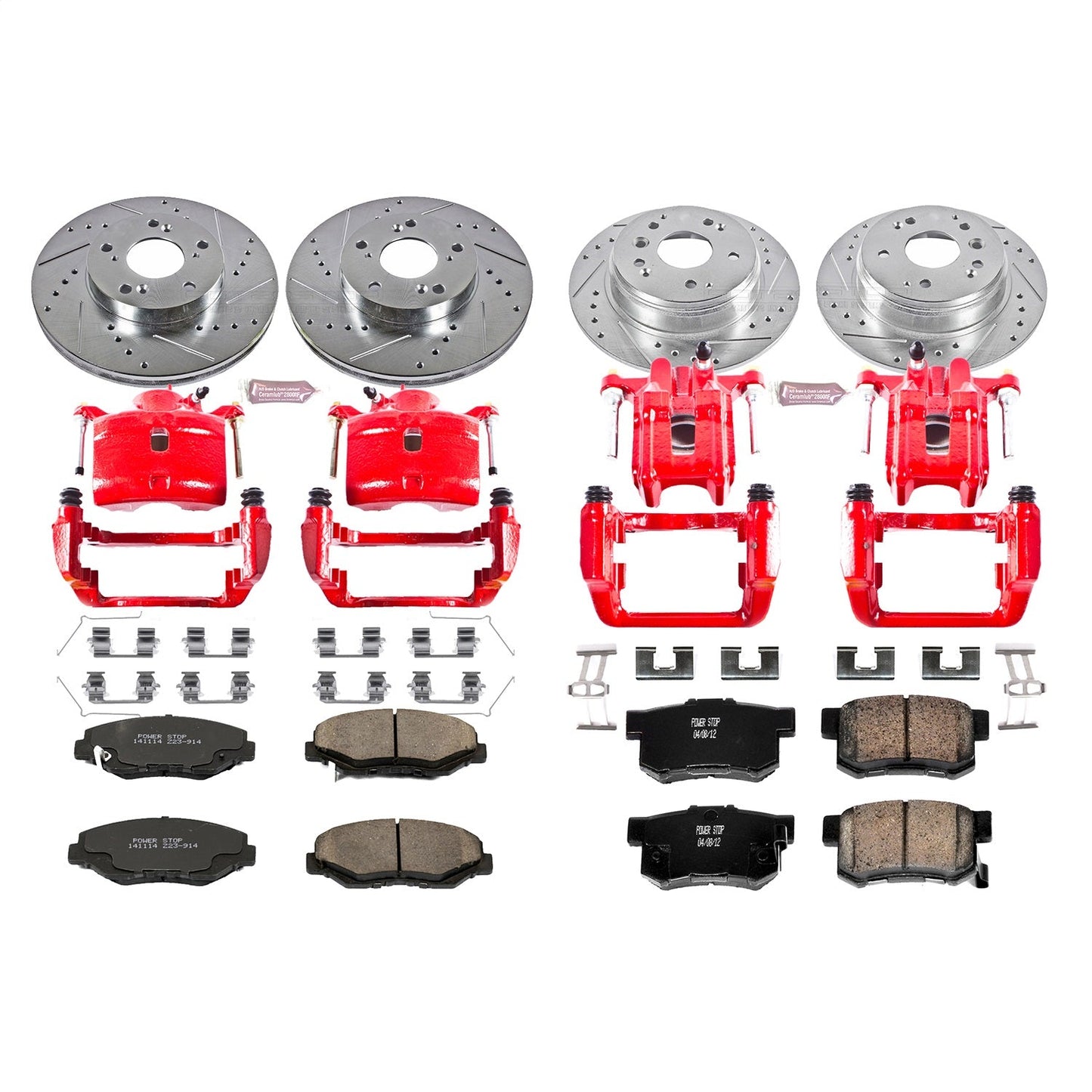 PowerStop Front & Rear Z23 Evolution Sport Brake Kit w/ Calipers | Honda Element (2003–2011) (KC5389)