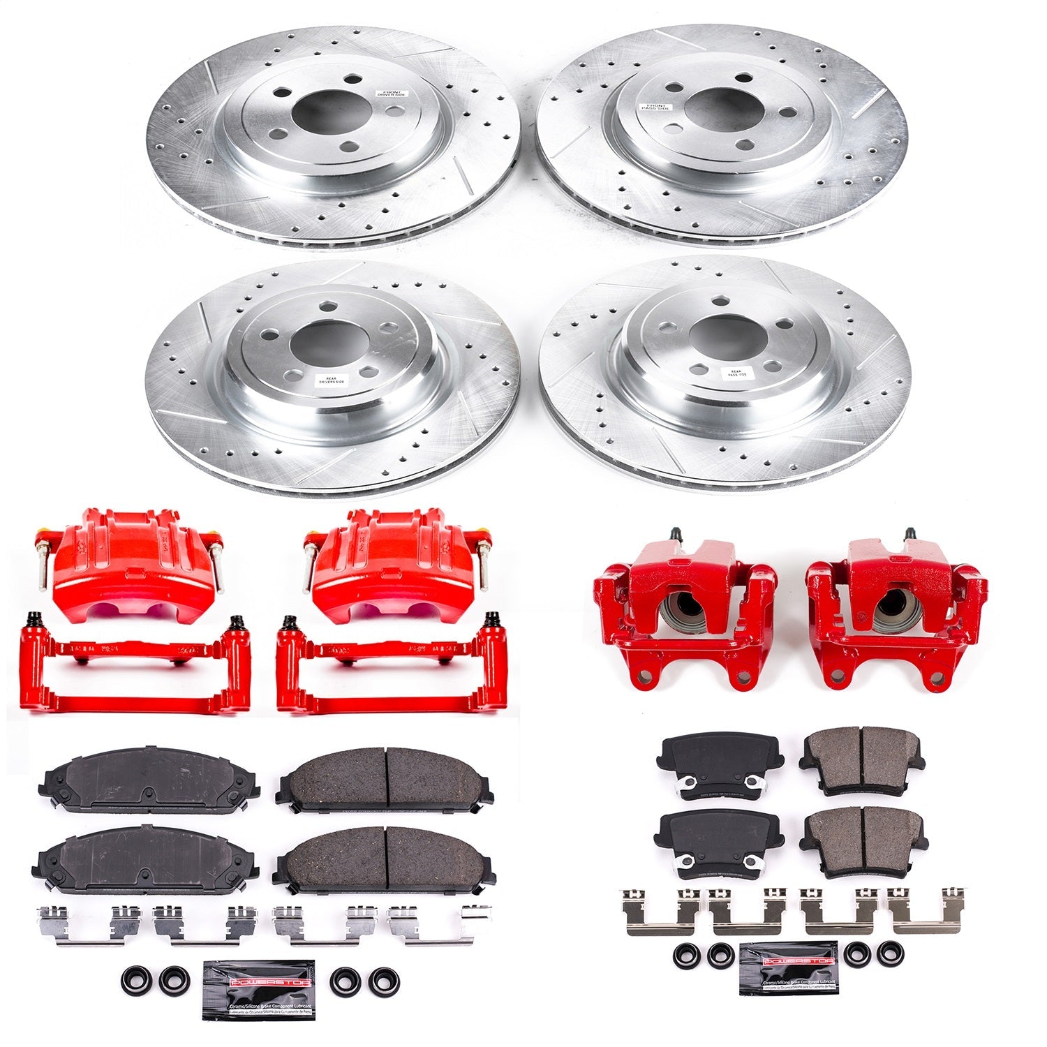 PowerStop Front & Rear Z23 Evolution Sport Brake Kit w/ Calipers | Dodge Charger (2012–2014) (KC5456A)