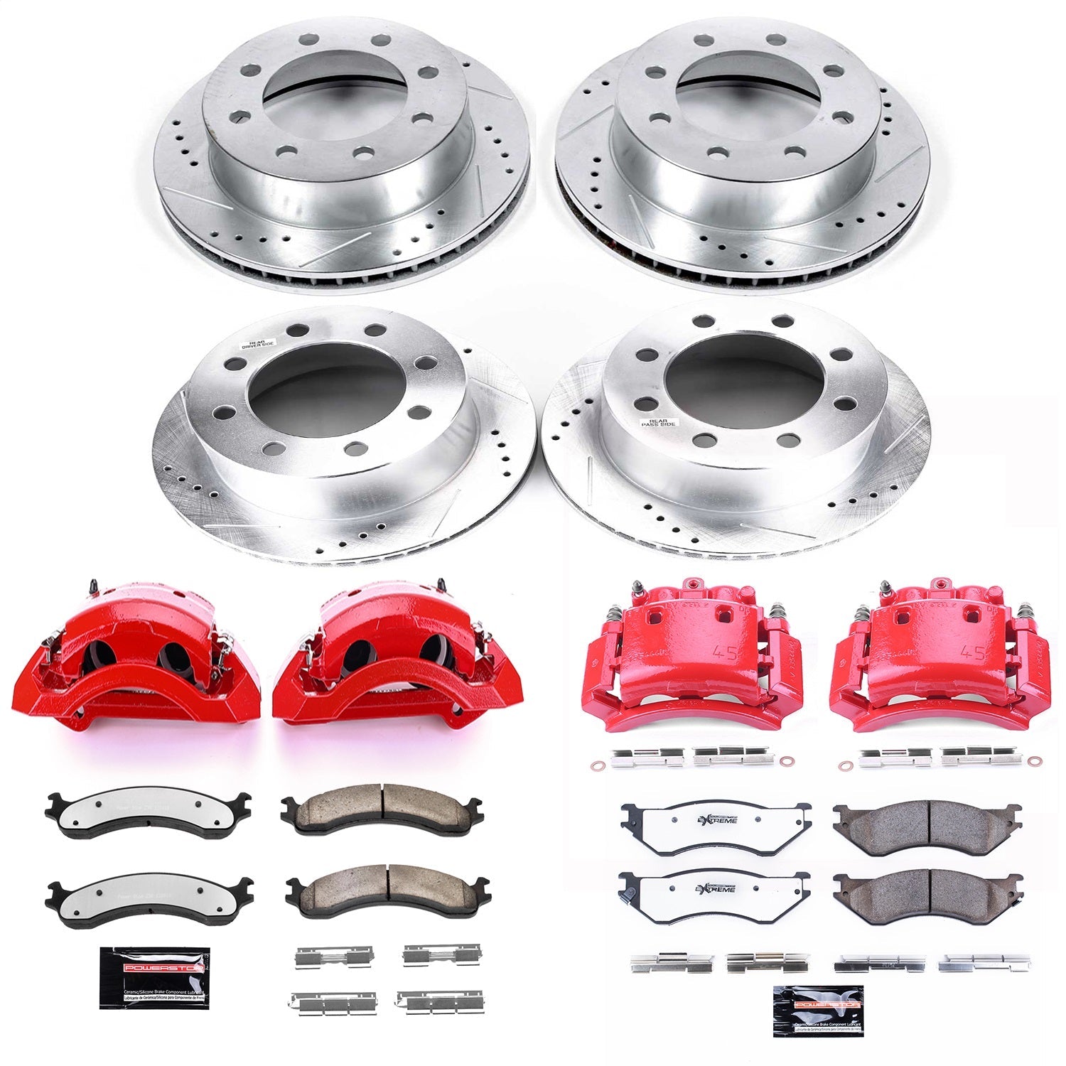 PowerStop Front and Rear Z36 Truck & Tow Kit w/ Calipers | Dodge Ram 2500 (2001–2002) (KC5466-36)