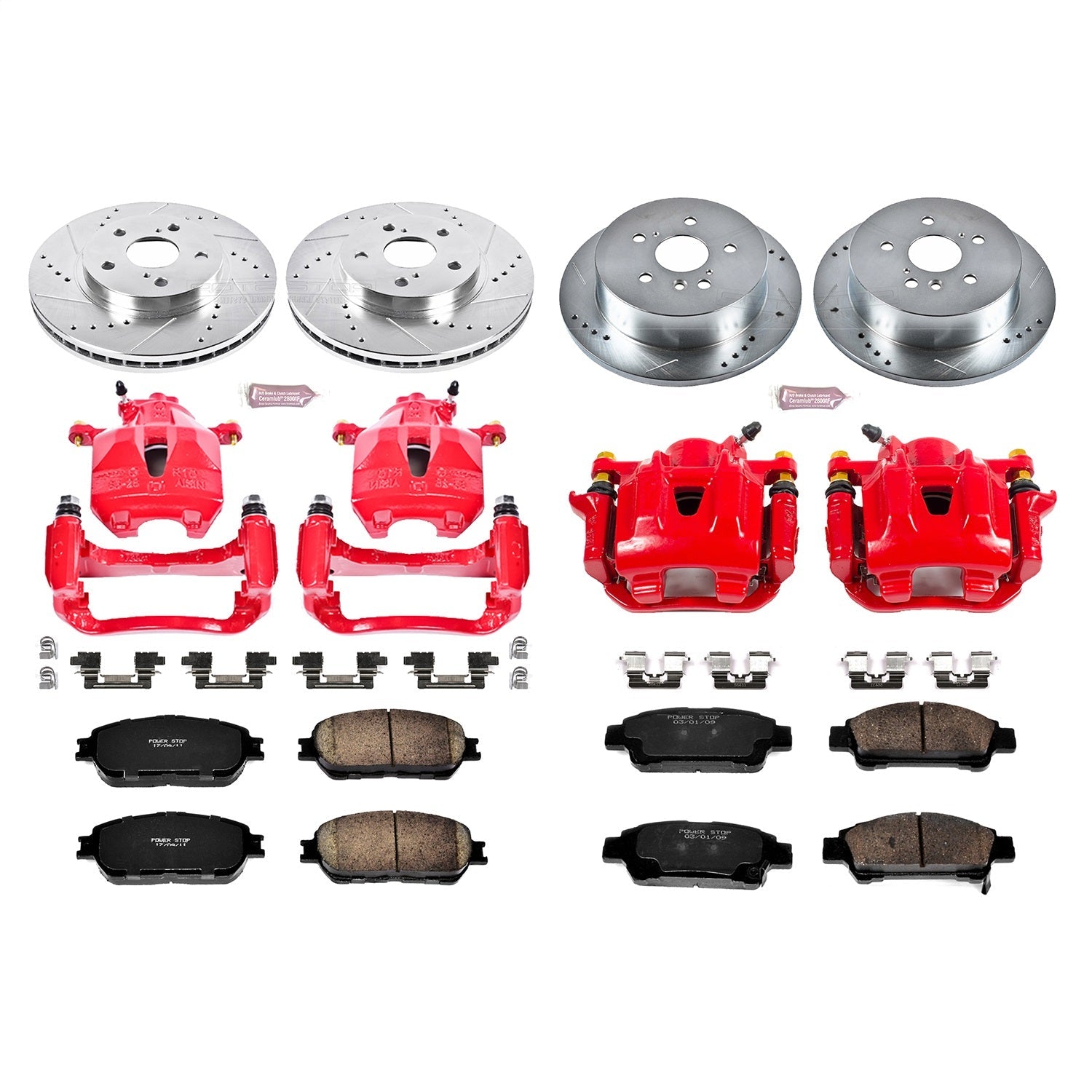 PowerStop Front & Rear Z23 Evolution Sport Brake Kit w/ Calipers | Toyota Sienna (2004–2010) (KC5476)