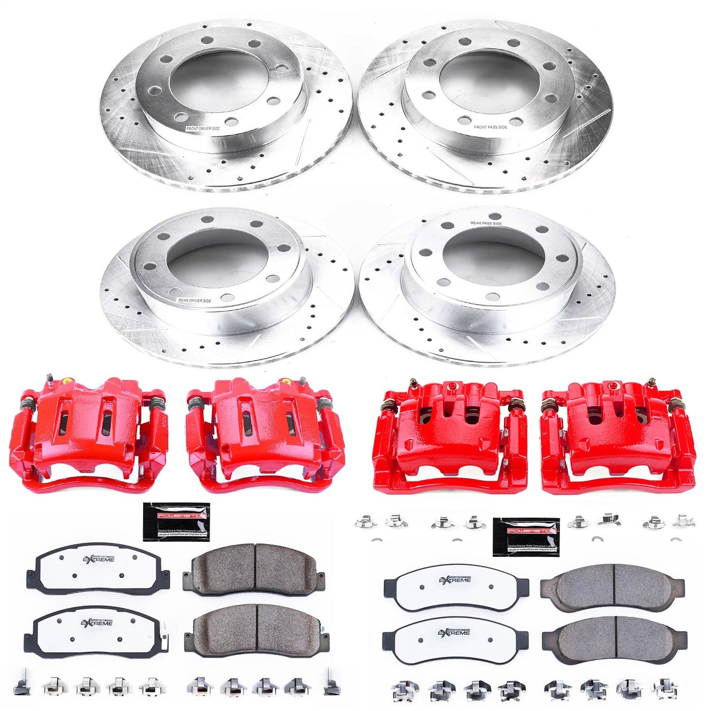 PowerStop Front & Rear Z36 Truck & Tow Brake Kit w/ Calipers | Ford F-250 Super Duty (10-11) (KC5575-36)