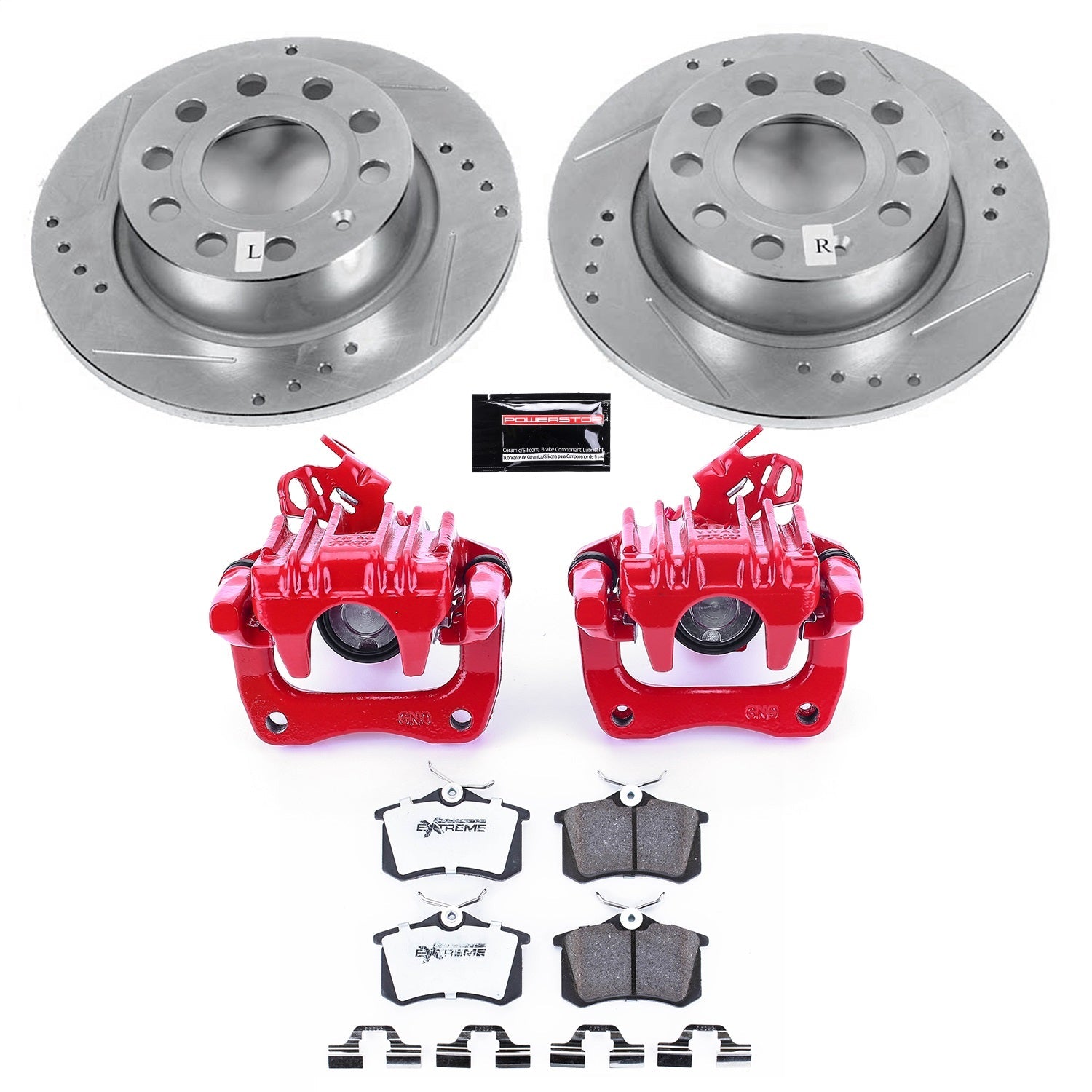 PowerStop Rear Z26 Street Warrior Brake Kit w/ Calipers | Audi A3 (10-13) (KC5671-26)