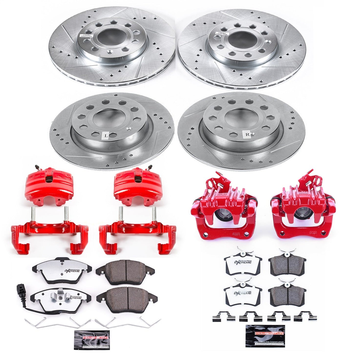 PowerStop Front & Rear Z26 Street Warrior Brake Kit w/ Calipers | Audi A3 (10-12) (KC5749-26)