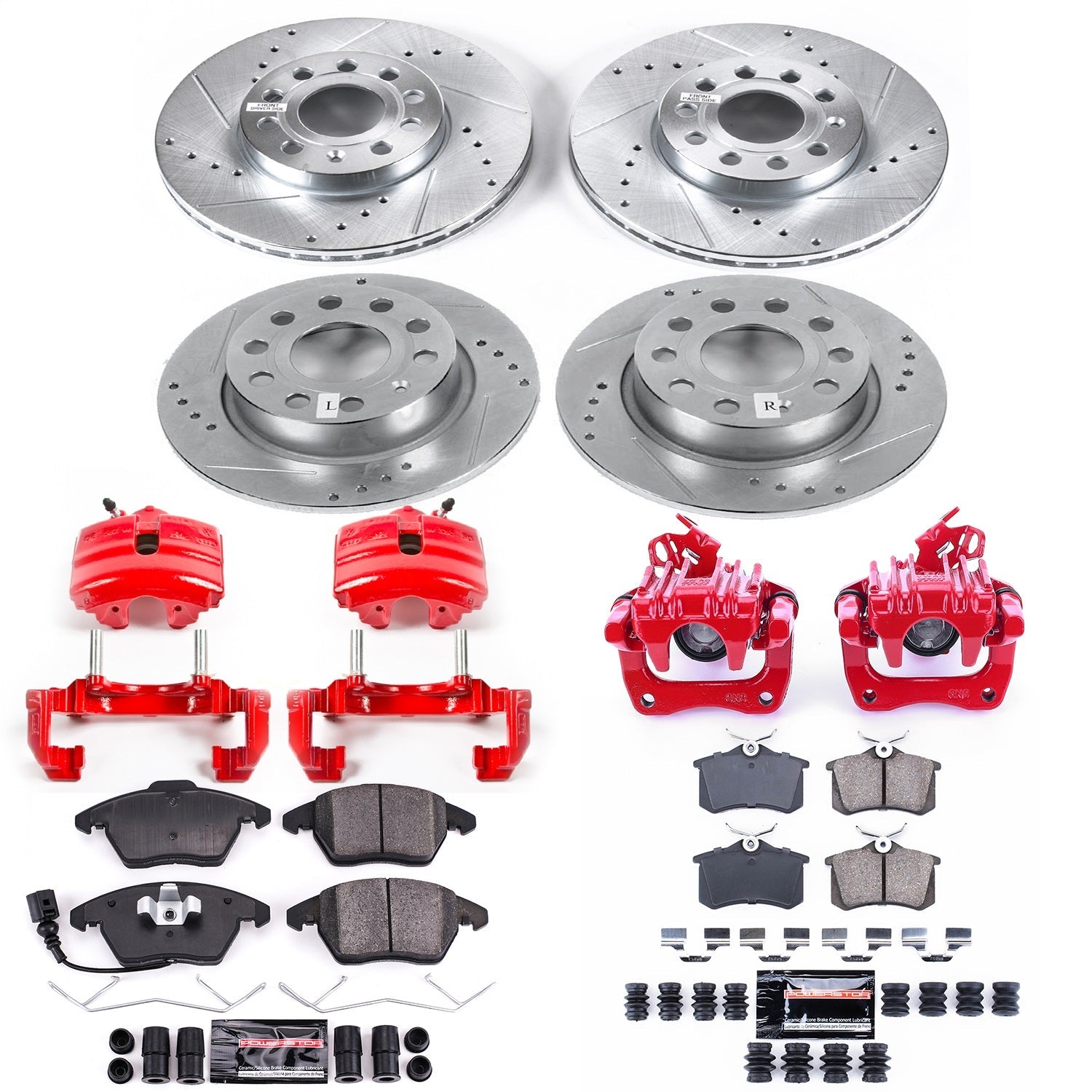 PowerStop Z23 Evolution Sport Front & Rear Brake Kit w/ Calipers | Audi A3 (10-12) (KC5749)