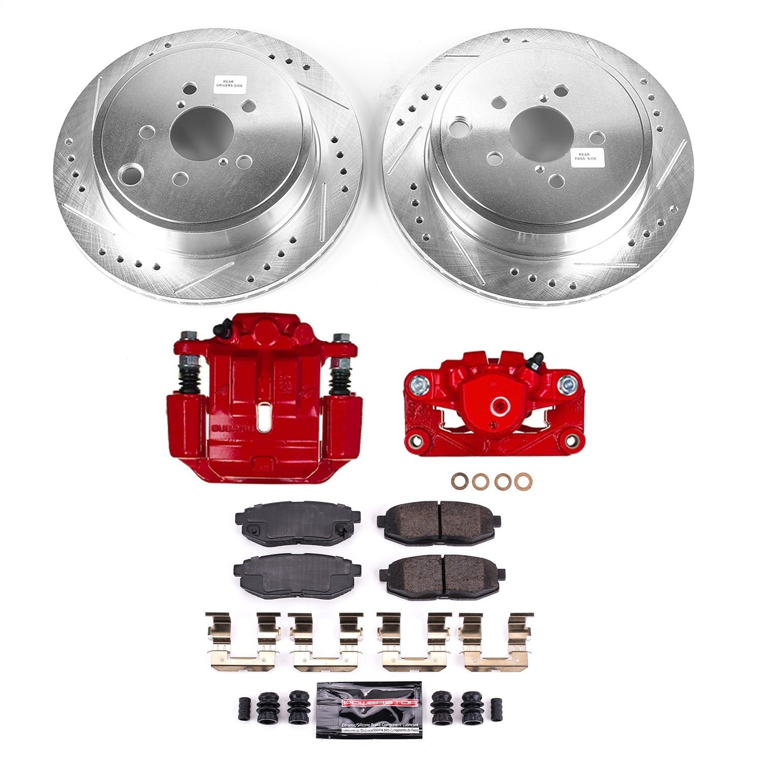 PowerStop Rear Z23 Evolution Brake Kit w/ Calipers | Subaru Outback (10-14) (KC5883A)