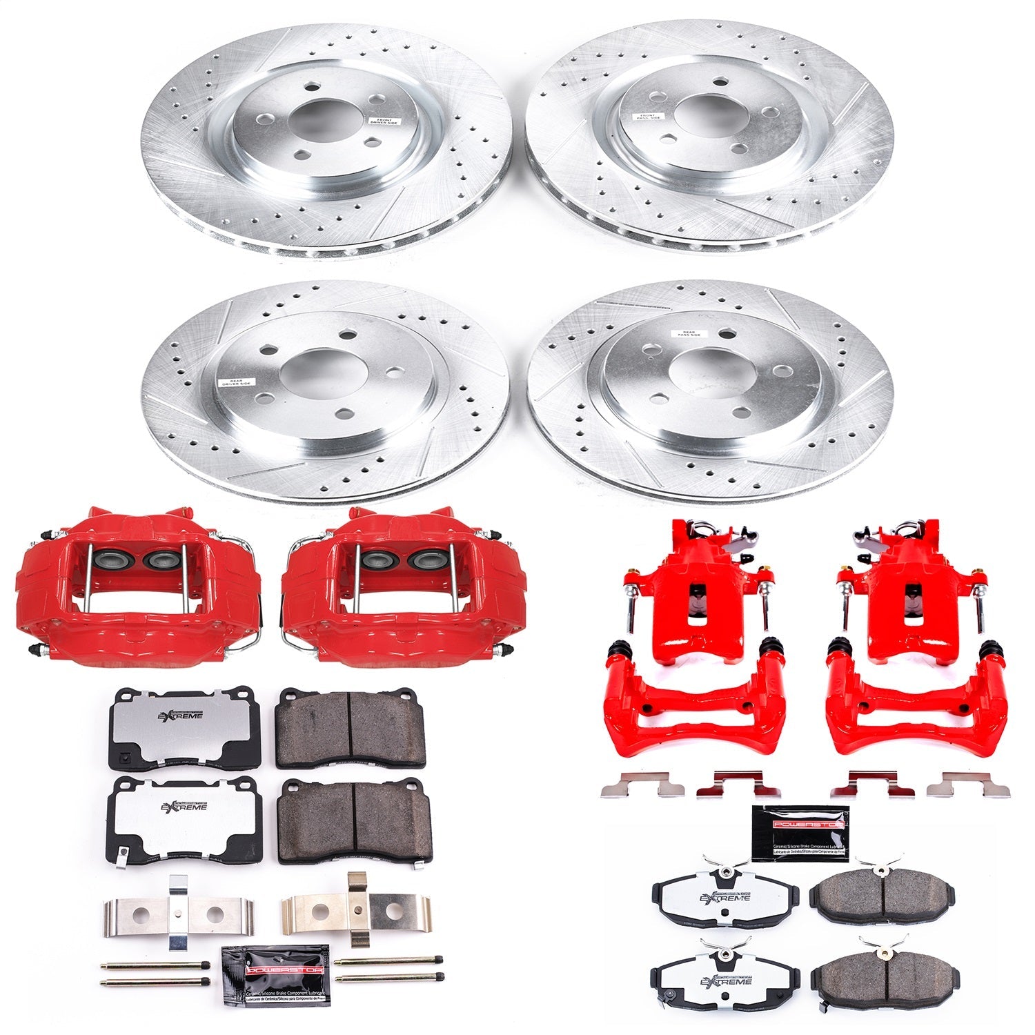PowerStop Front and Rear Z26 Street Kit w/ Calipers | Ford Mustang (12) (KC5942-26)