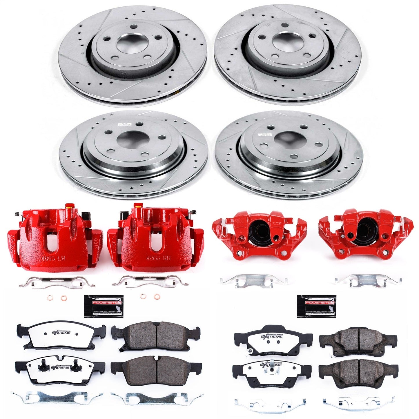 PowerStop Front and Rear Z36 Truck & Tow Brake Kit w/ Calipers | Jeep Grand Cherokee (11-12) (KC5955-36)