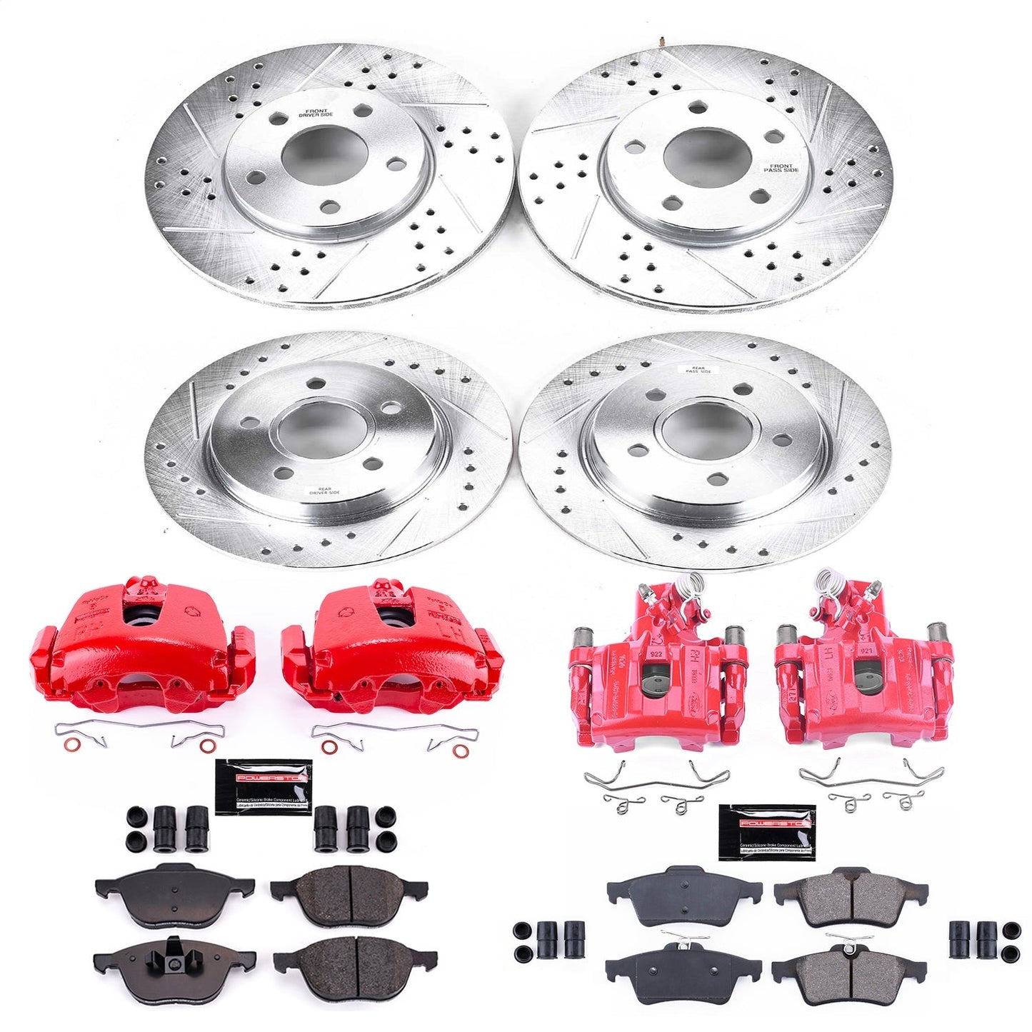 PowerStop Front & Rear Z23 Evolution Sport Brake Kit w/ Calipers | Ford Focus (14-18) (KC5977A)