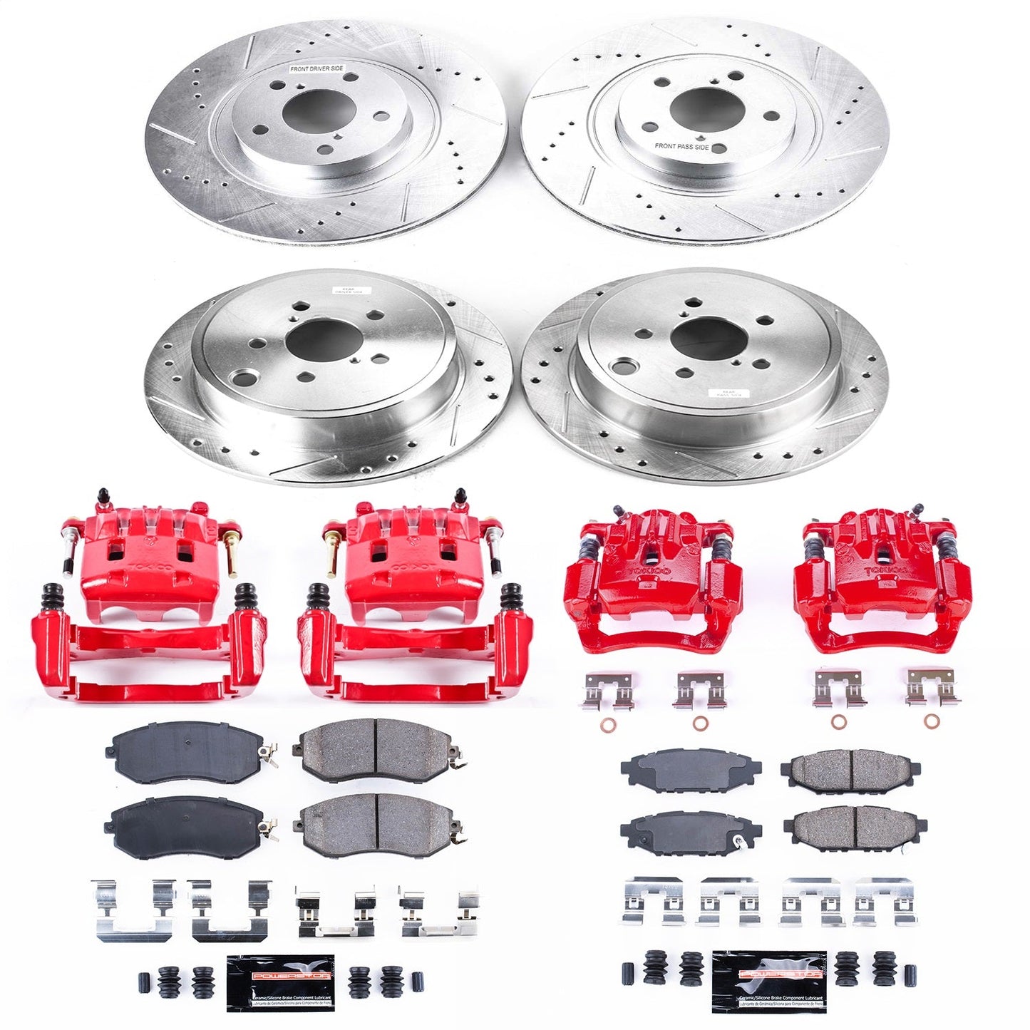 PowerStop Front & Rear Z23 Evolution Sport Brake Kit w/ Calipers | Subaru Legacy (13-14) (KC6083A)