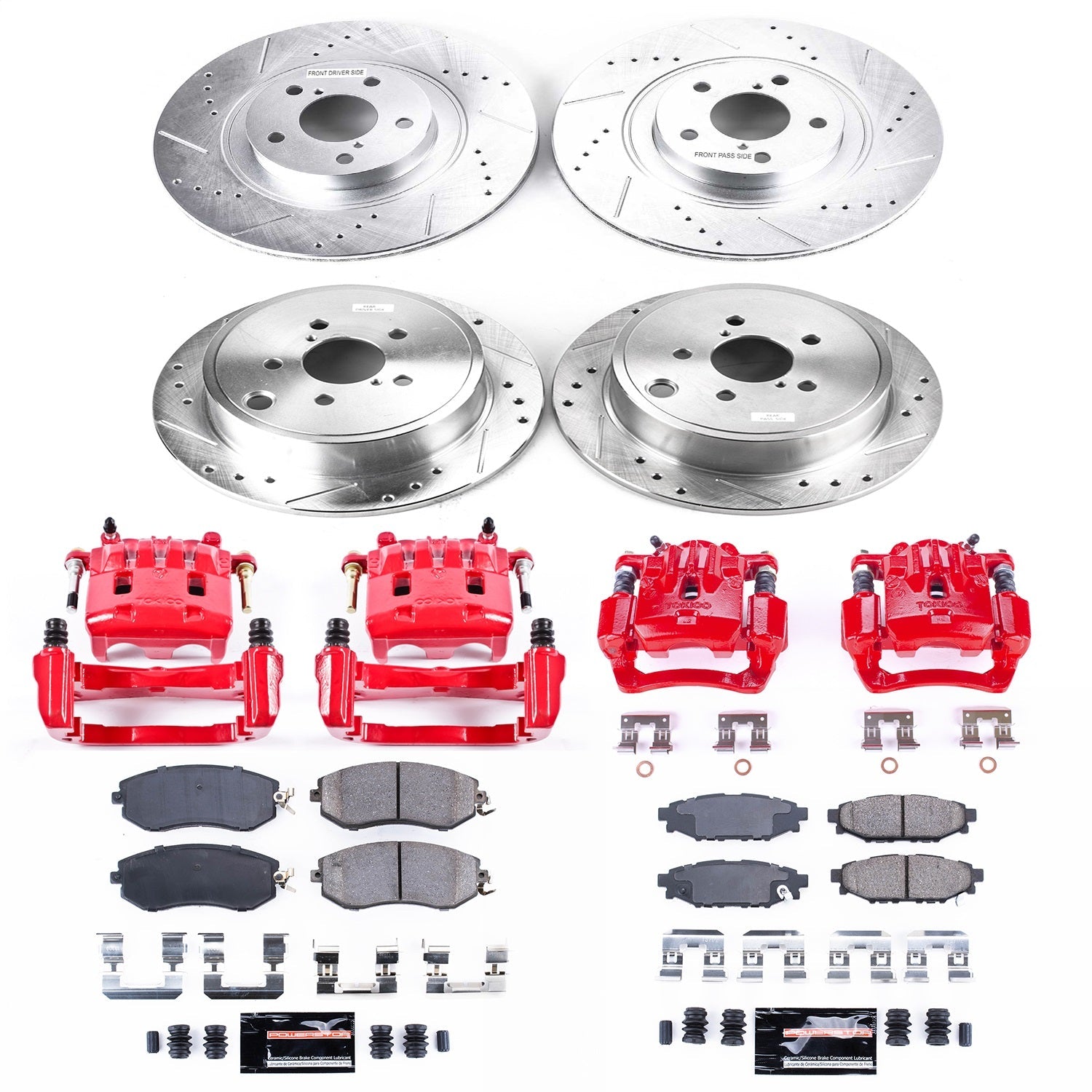 PowerStop Front & Rear Z23 Evolution Sport Brake Kit w/ Calipers | Subaru Legacy (13-14) (KC6083A)