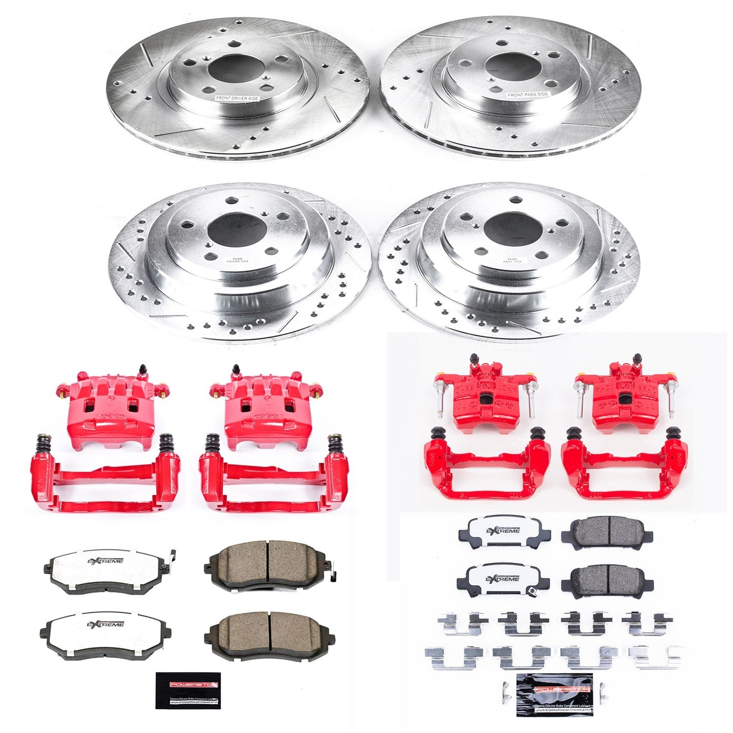 PowerStop Front & Rear Z26 Street Warrior Brake Kit w/ Calipers | Subaru Impreza (02-03) (KC6109-26)