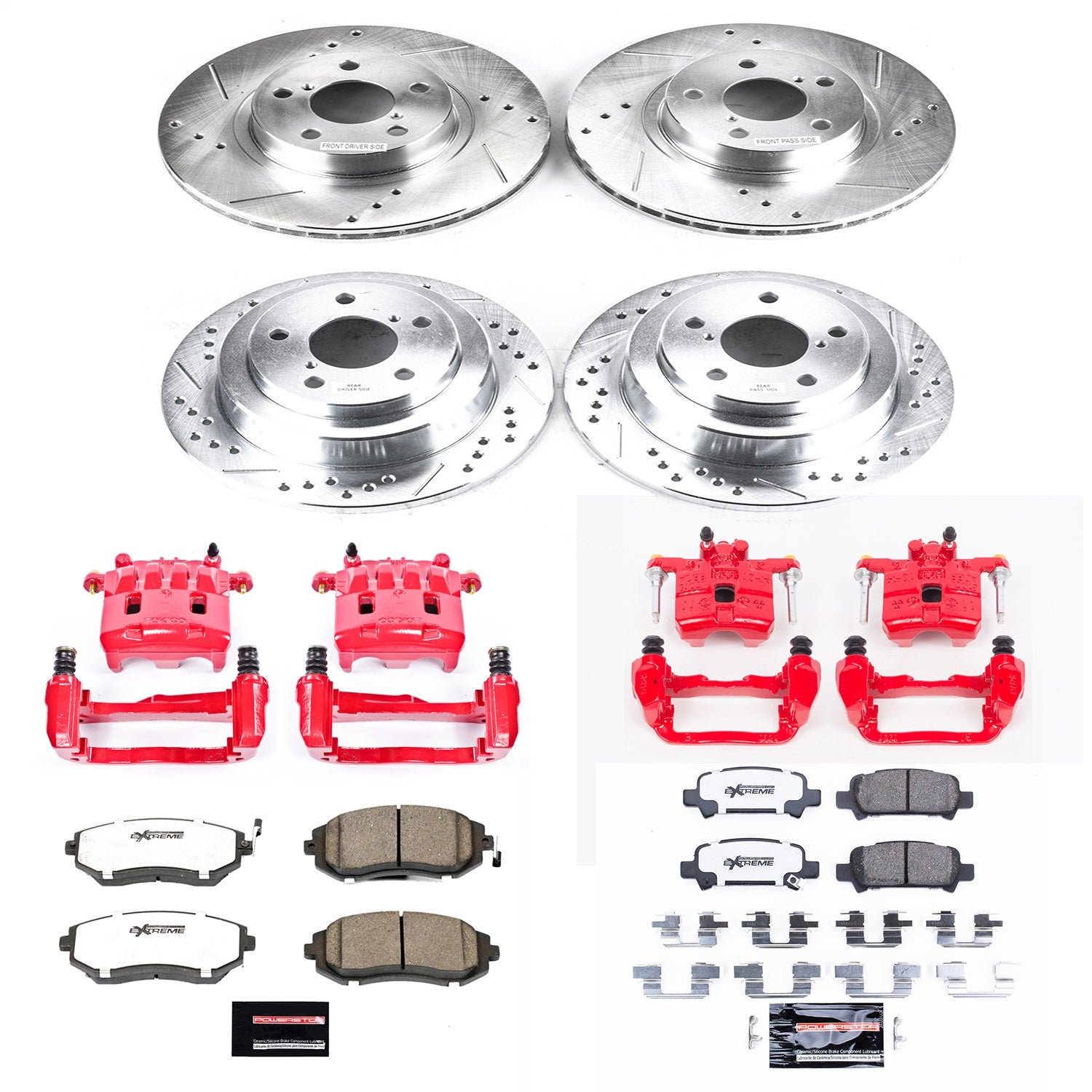 PowerStop Front & Rear Z26 Street Warrior Brake Kit w/ Calipers | Subaru Impreza (02-03) (KC6109-26)